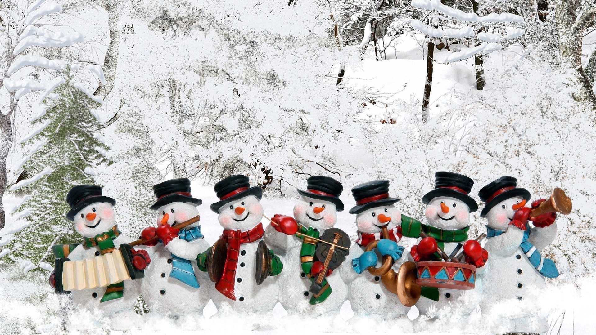 1920x1080 Whimsical Snowmen Snow Christmas Snowman Cute Band Music Winter Wallpaper  Mac Desktop Detail