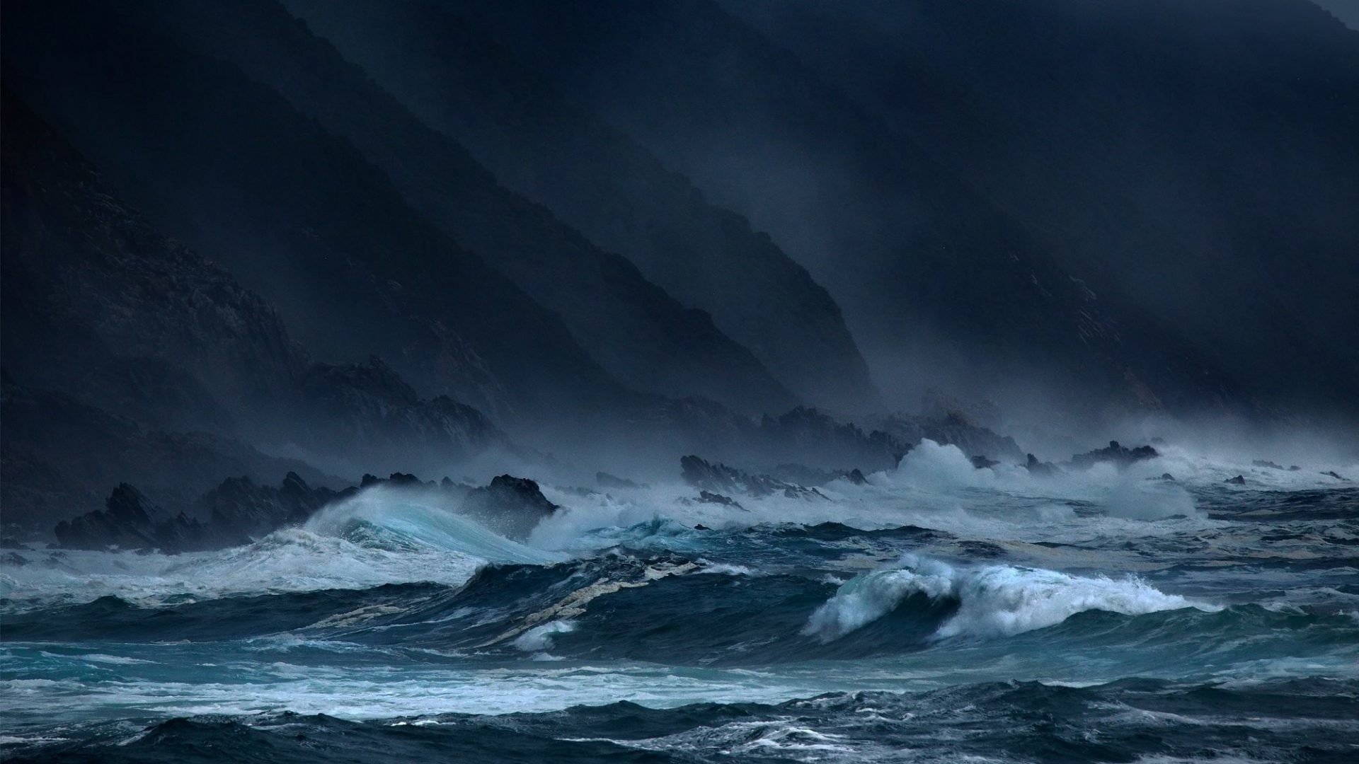 1920x1080 Storm Tag - Weather Sky Waves Rain Nature Ocean Sea Storm Clouds Wallpaper  For Laptop for