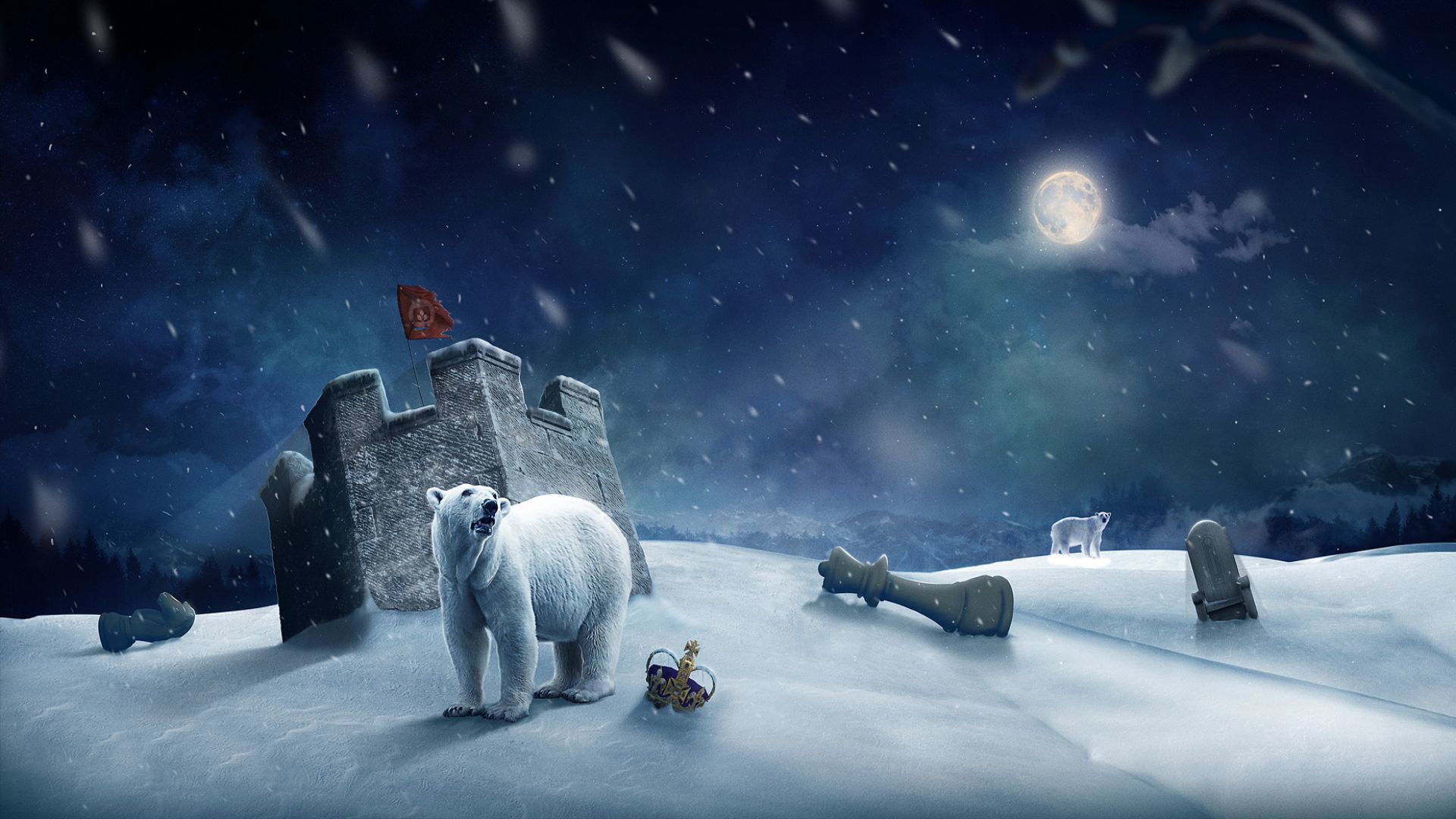 1920x1080 hd pics photos best animated polar bears night snow ice winter hd quality desktop  background wallpaper