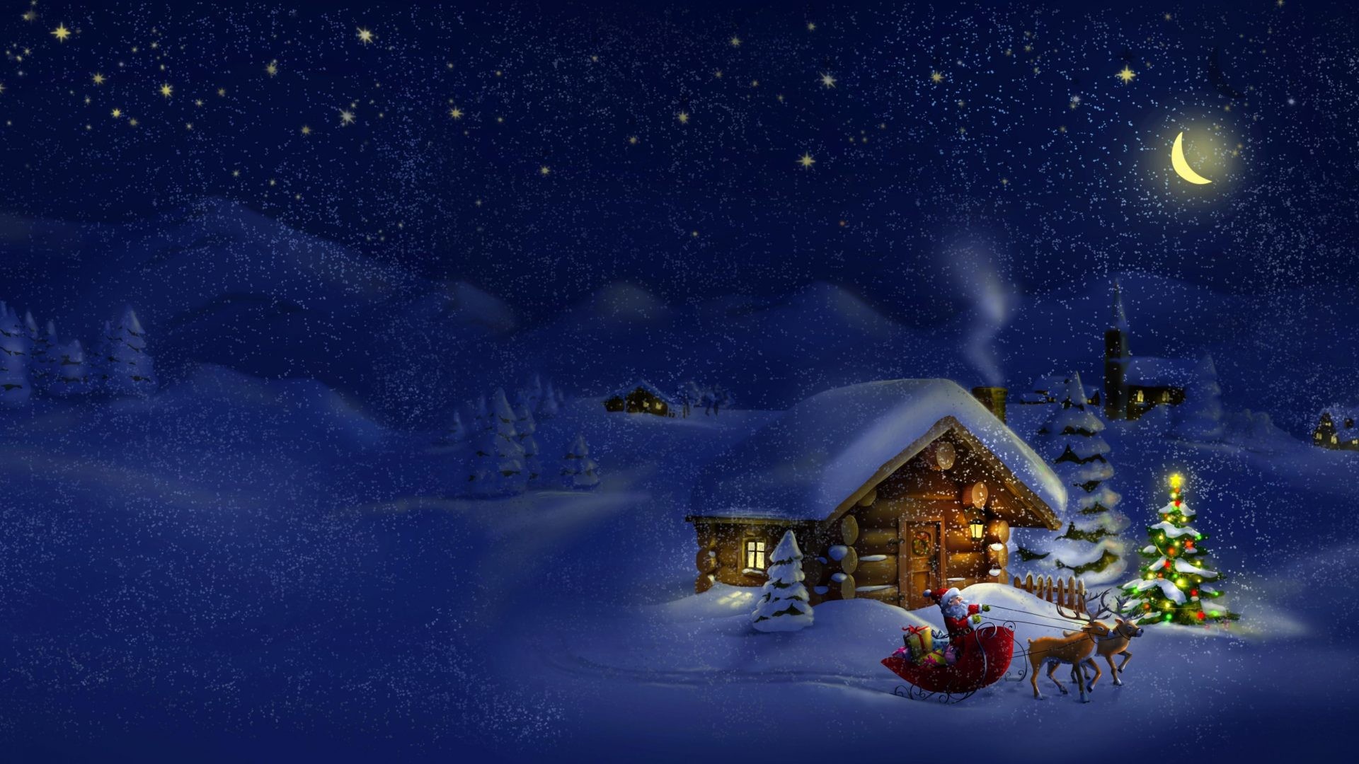 1920x1080 Eve Winter Snow Merry Magic Evening Santa Nature Xmas Snowy Christmas Time  Free Desktop Backgrounds Downloads - 5400x2052