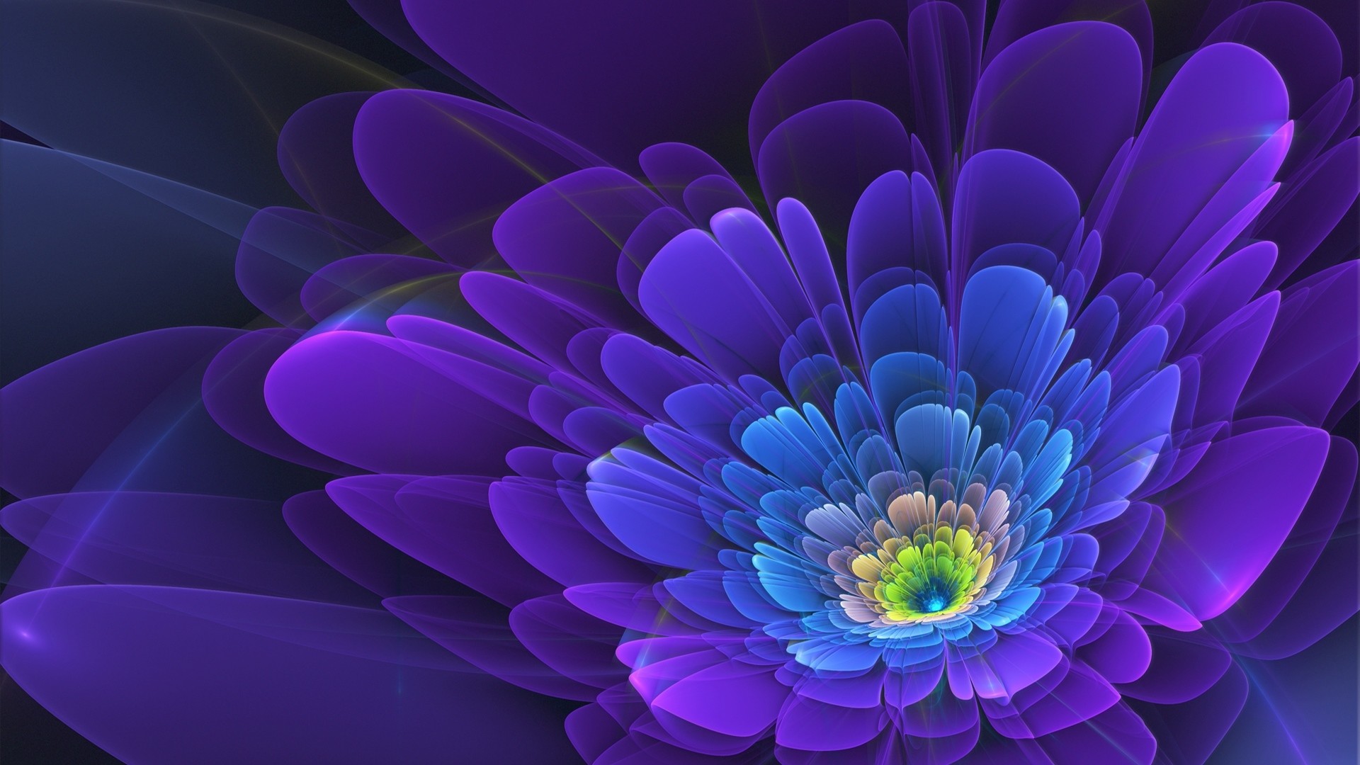 1920x1080  Wallpaper purple, flower, fractal