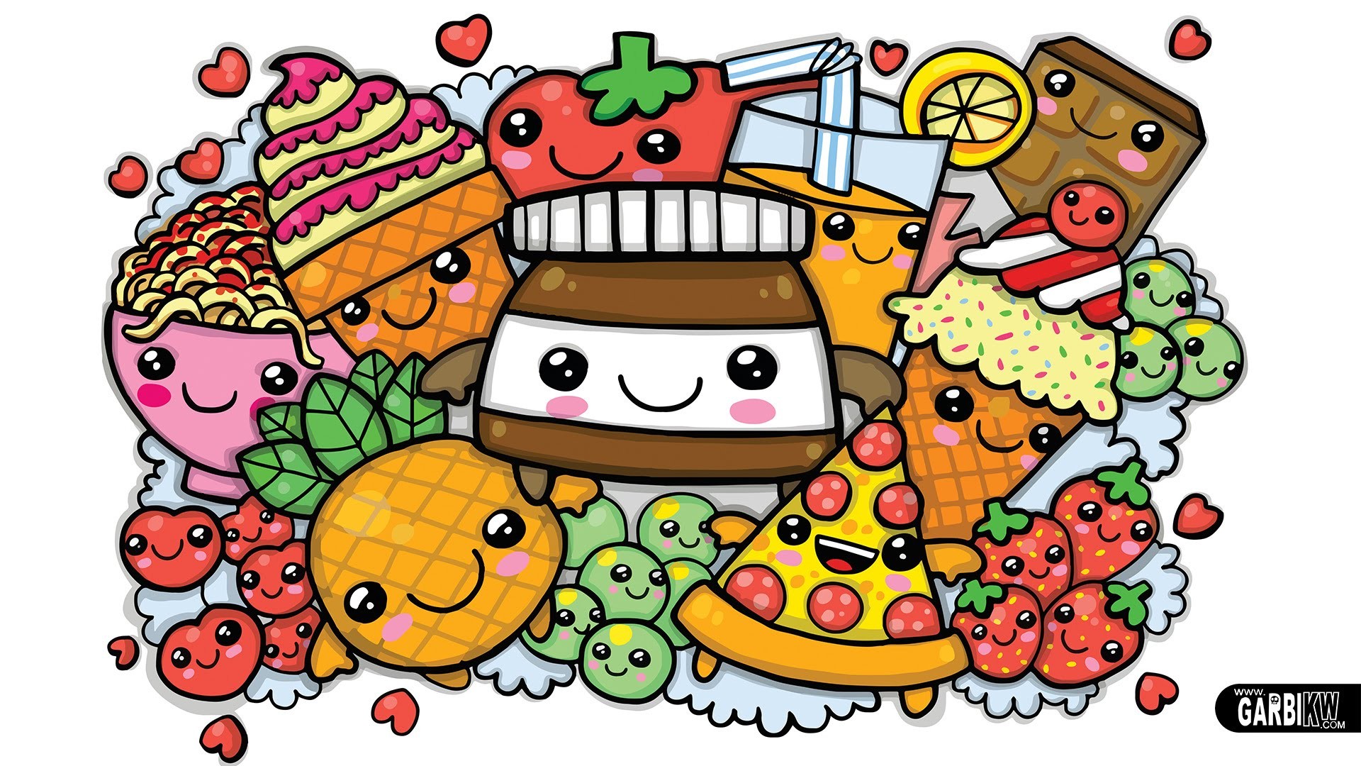 1920x1080 Colouring a cute Nutella and Kawaii Food - cute Graffiti by Garbi KW -  YouTube