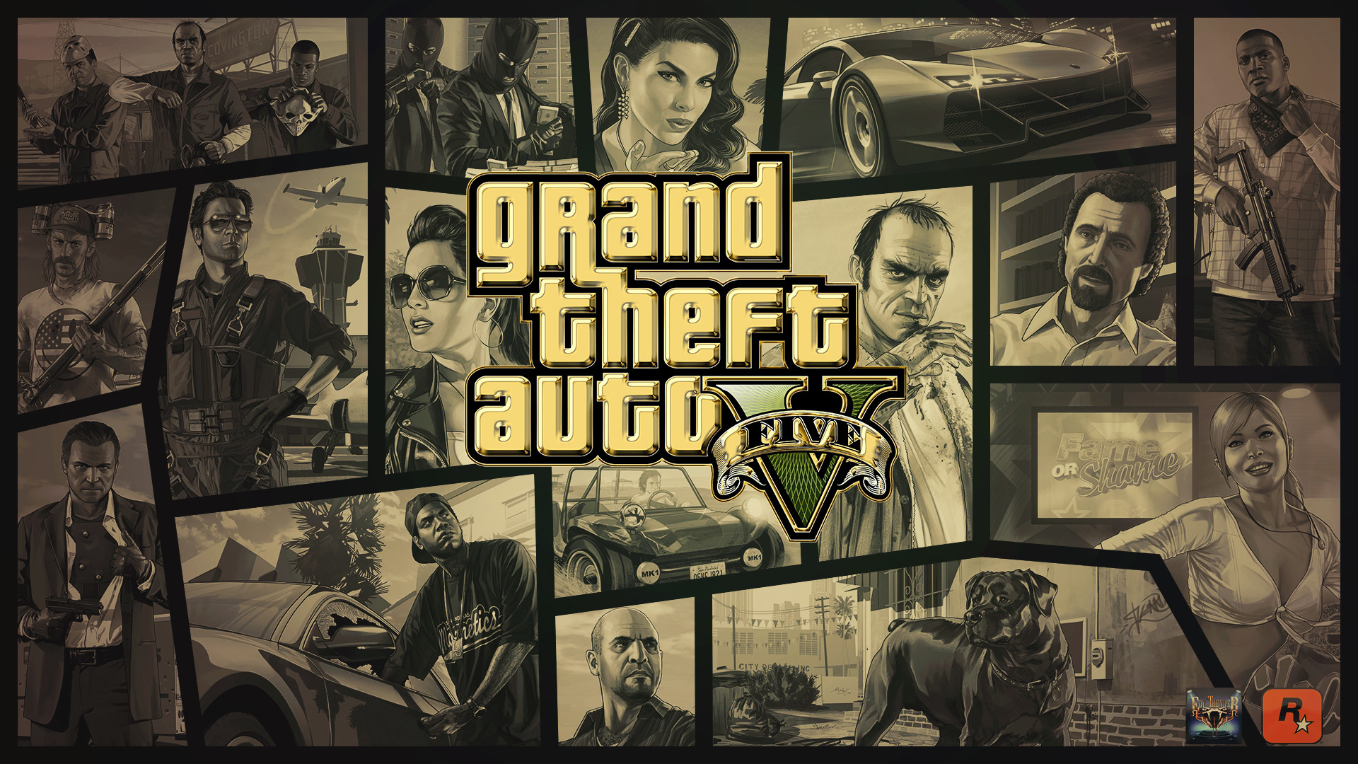 1920x1080 ... Grand Theft Auto V Gold Logo Wallpaper by eduard2009