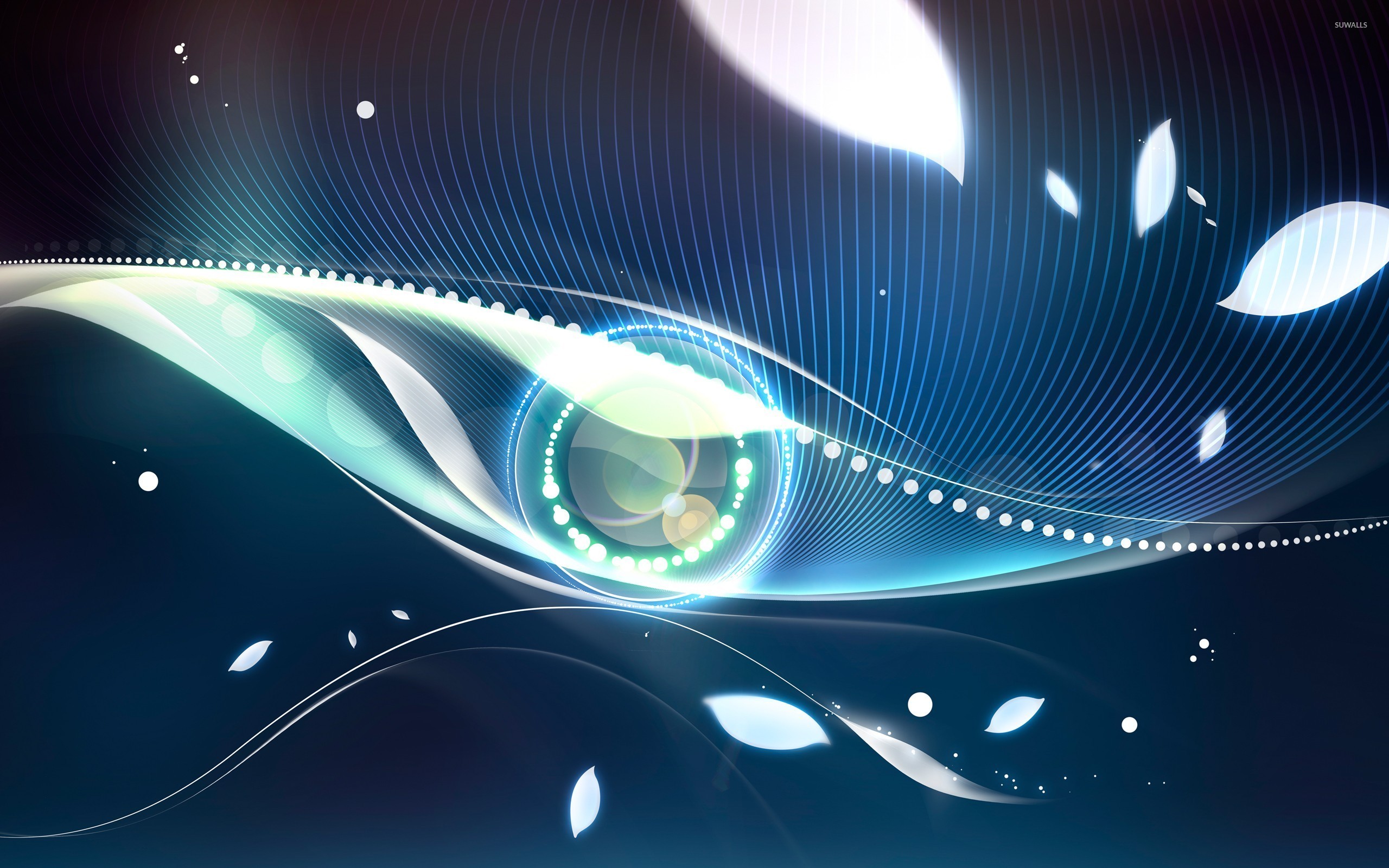 2560x1600 Blue eye surrounded by glowing leaves wallpaper