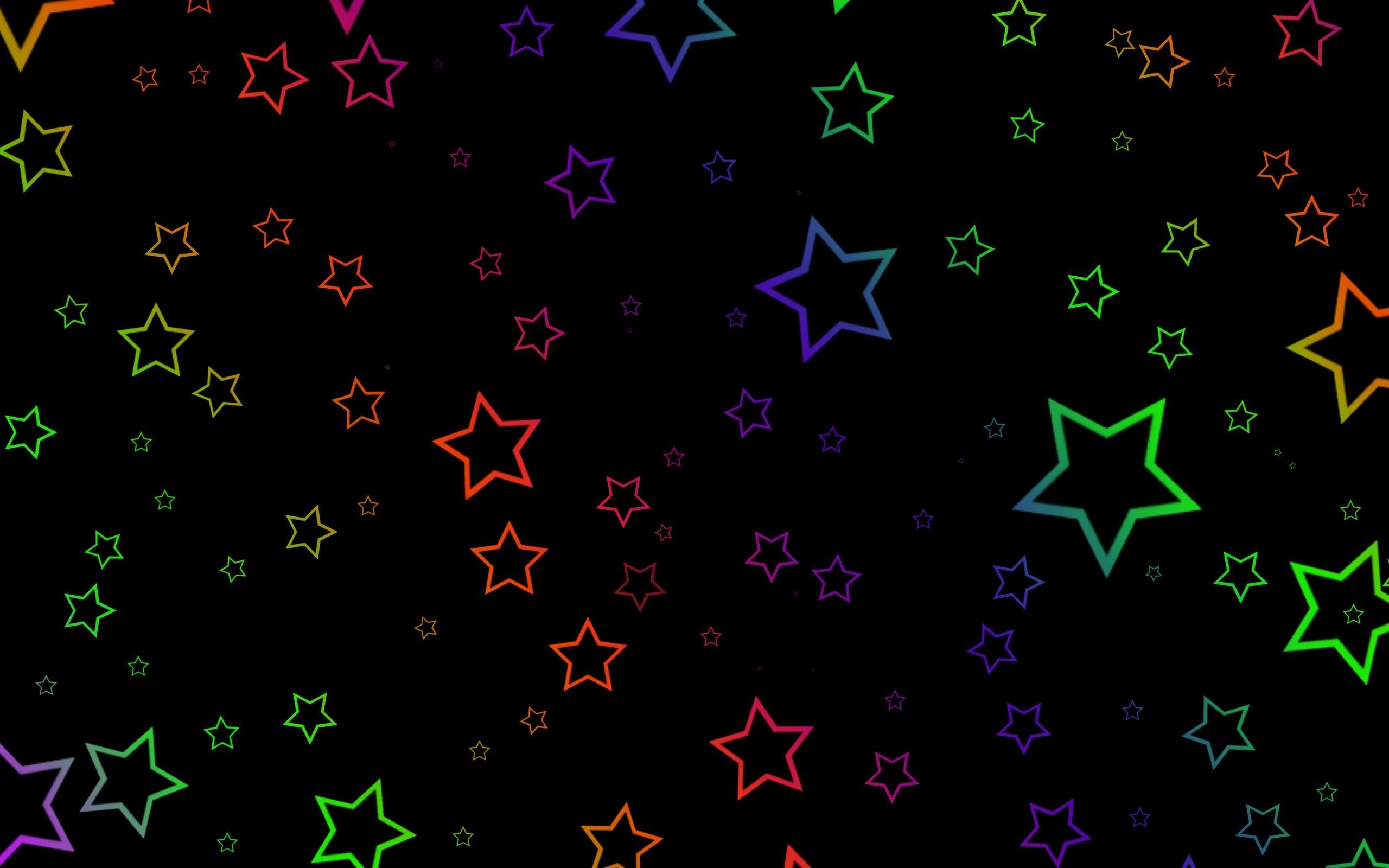 2560x1600 colorful stars, creative, black background