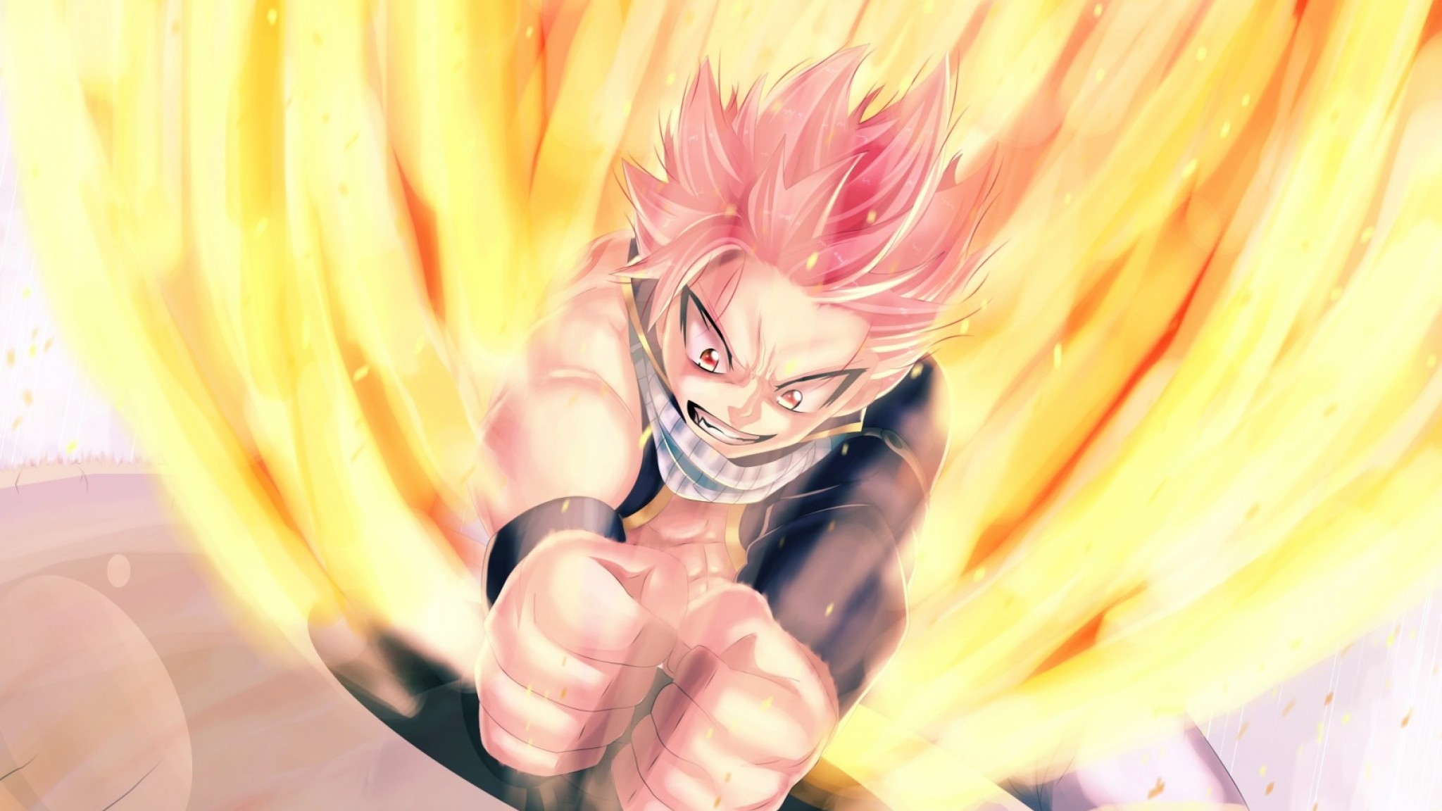 2048x1152 Preview wallpaper fairy tail, natsu dragneel, man, anger 