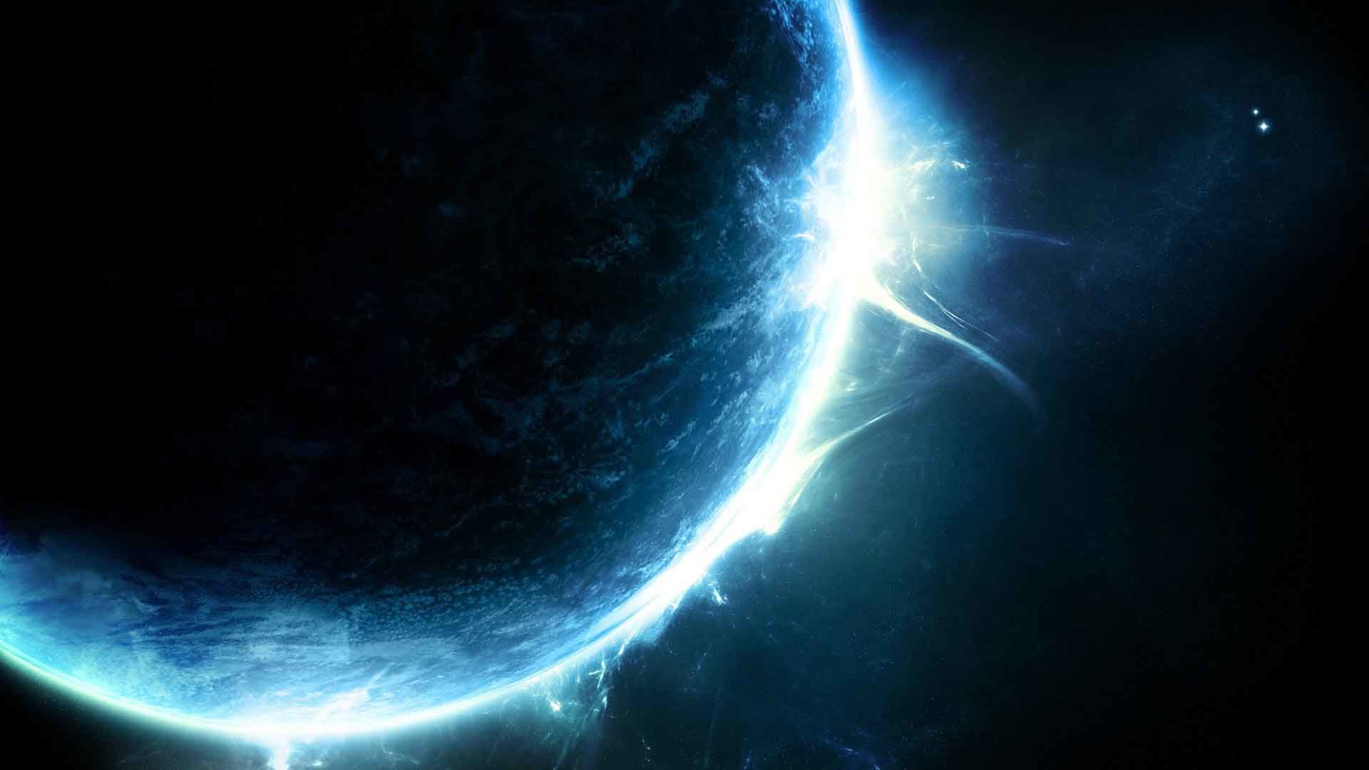 1920x1080 Space Blue Planet Glitter Dark Sci 3D Wallpaper For PC Of Nature