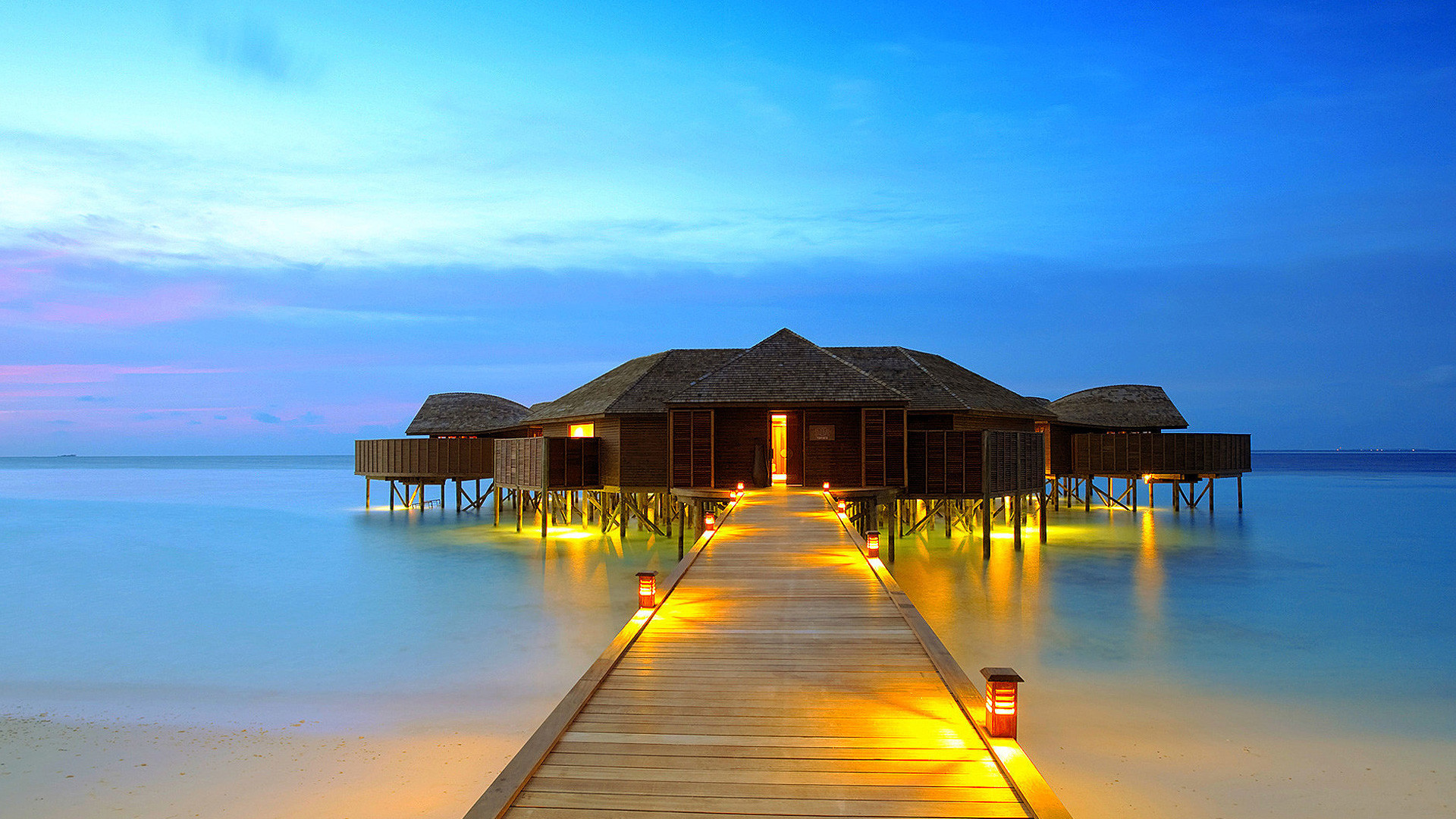 1920x1080 Sunsets Sky Clouds Beach Resort Sunset Wallpaper Photos for HD