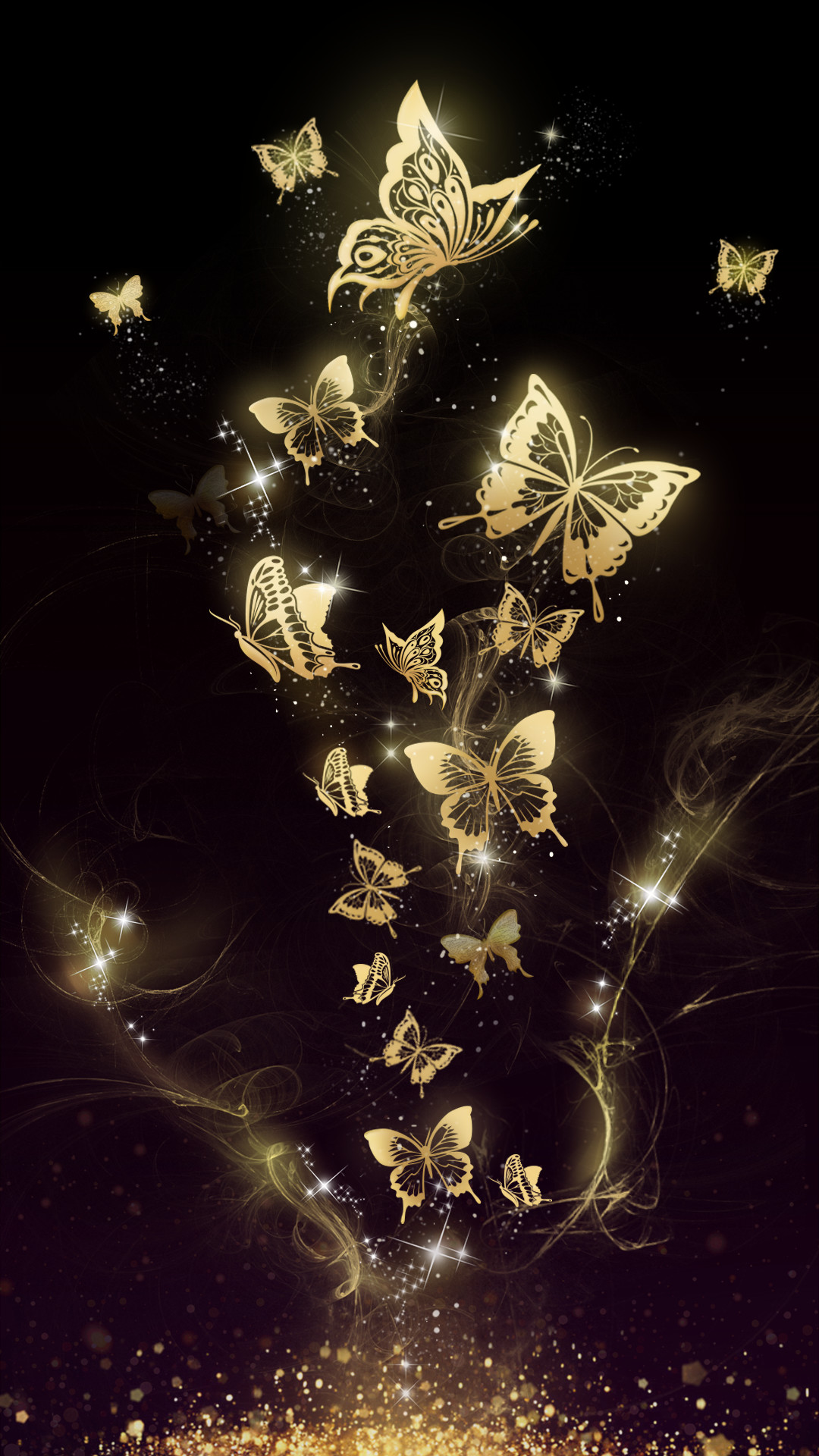 1080x1920 Beautiful golden butterfly live wallpaper! Android live wallpaper/background!  It is originally designed