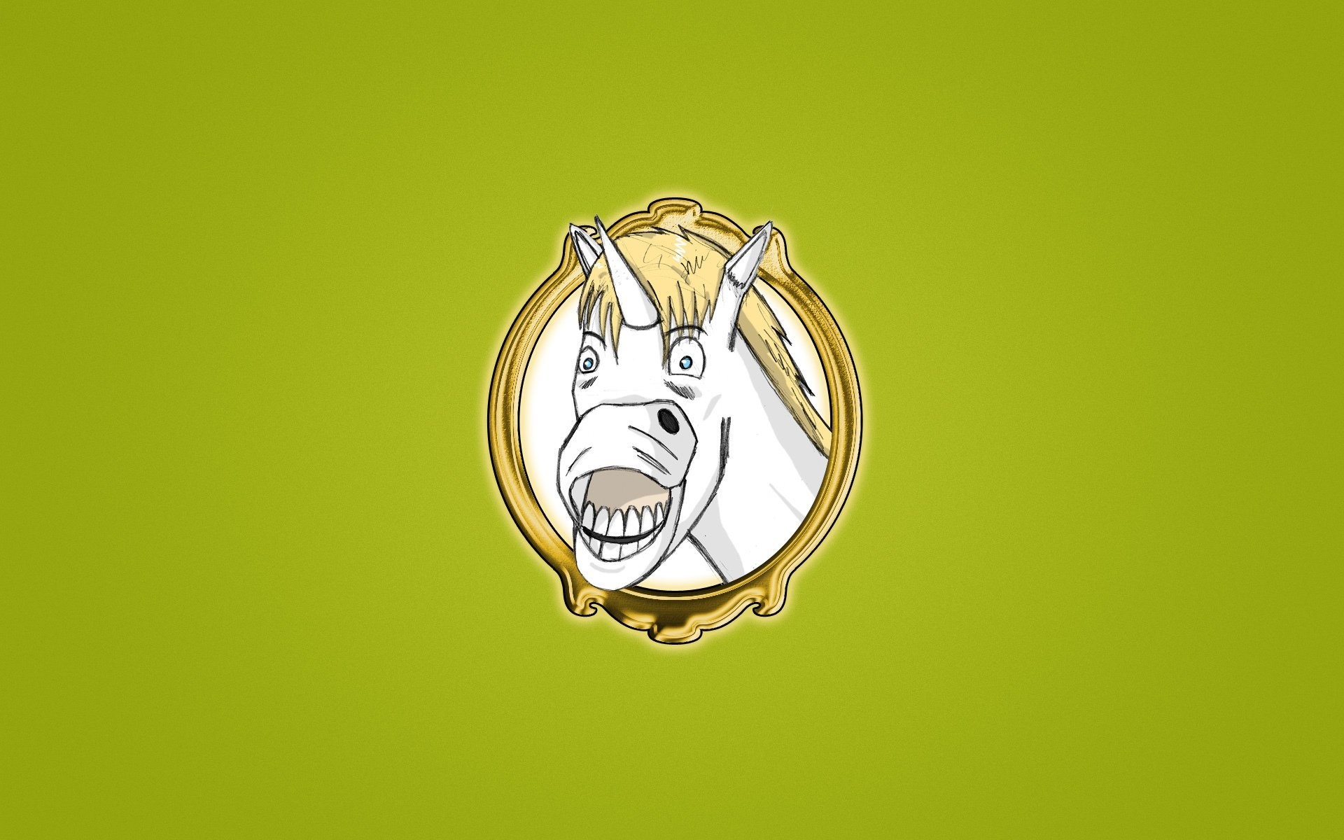 1920x1200 unicorn portrait smile horse white bright green background minimalism  unicorn funny face