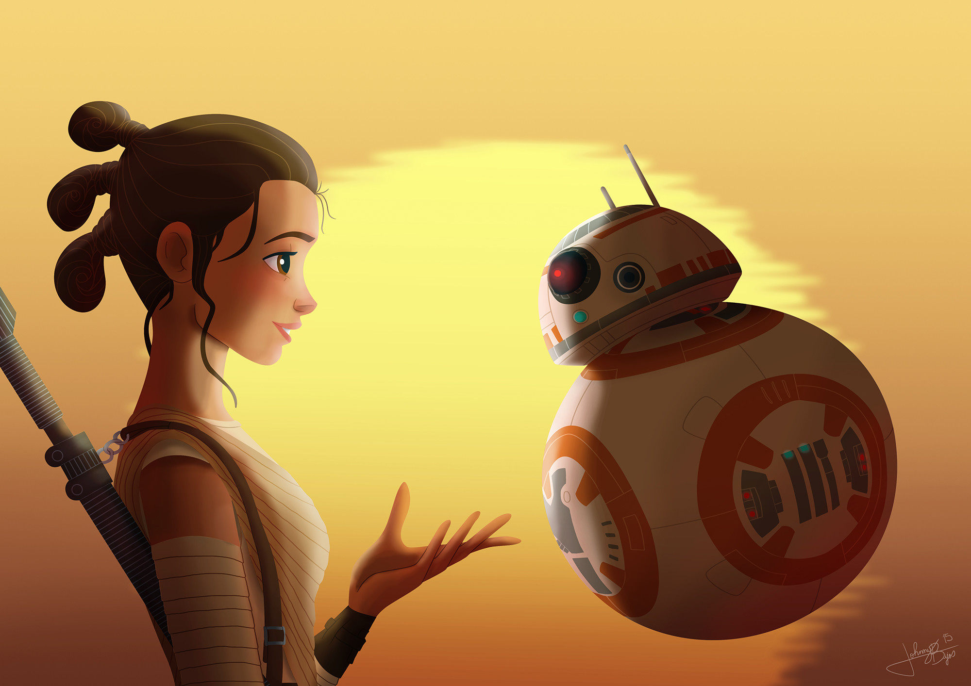 2000x1414 Movie - Star Wars Episode VII: The Force Awakens BB-8 Rey (Star