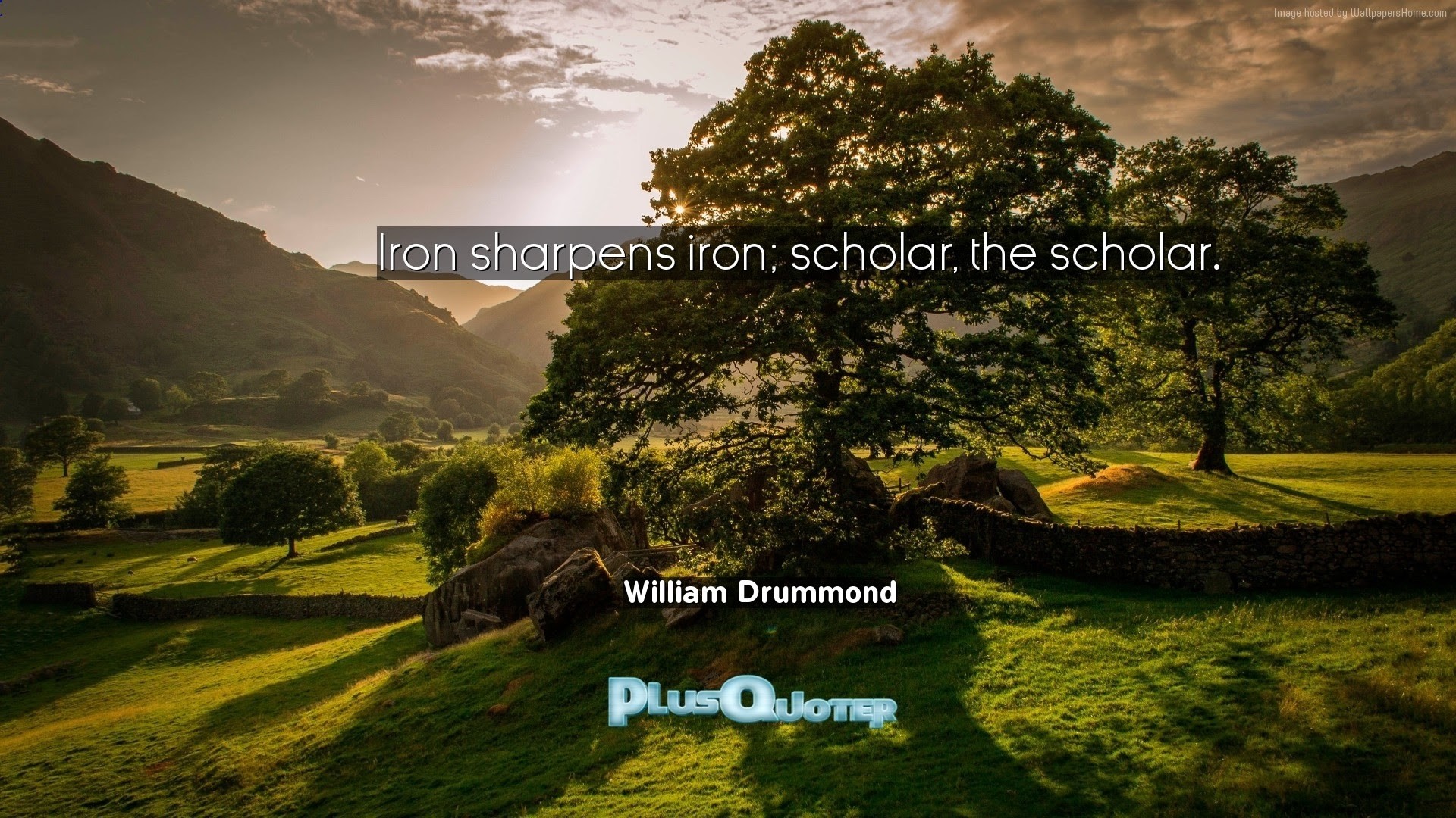 1920x1080 "Iron sharpens iron; scholar, the scholar"- William Drummond |  PlusQuoter.com - Download wallpapers with Inspirational Quotes
