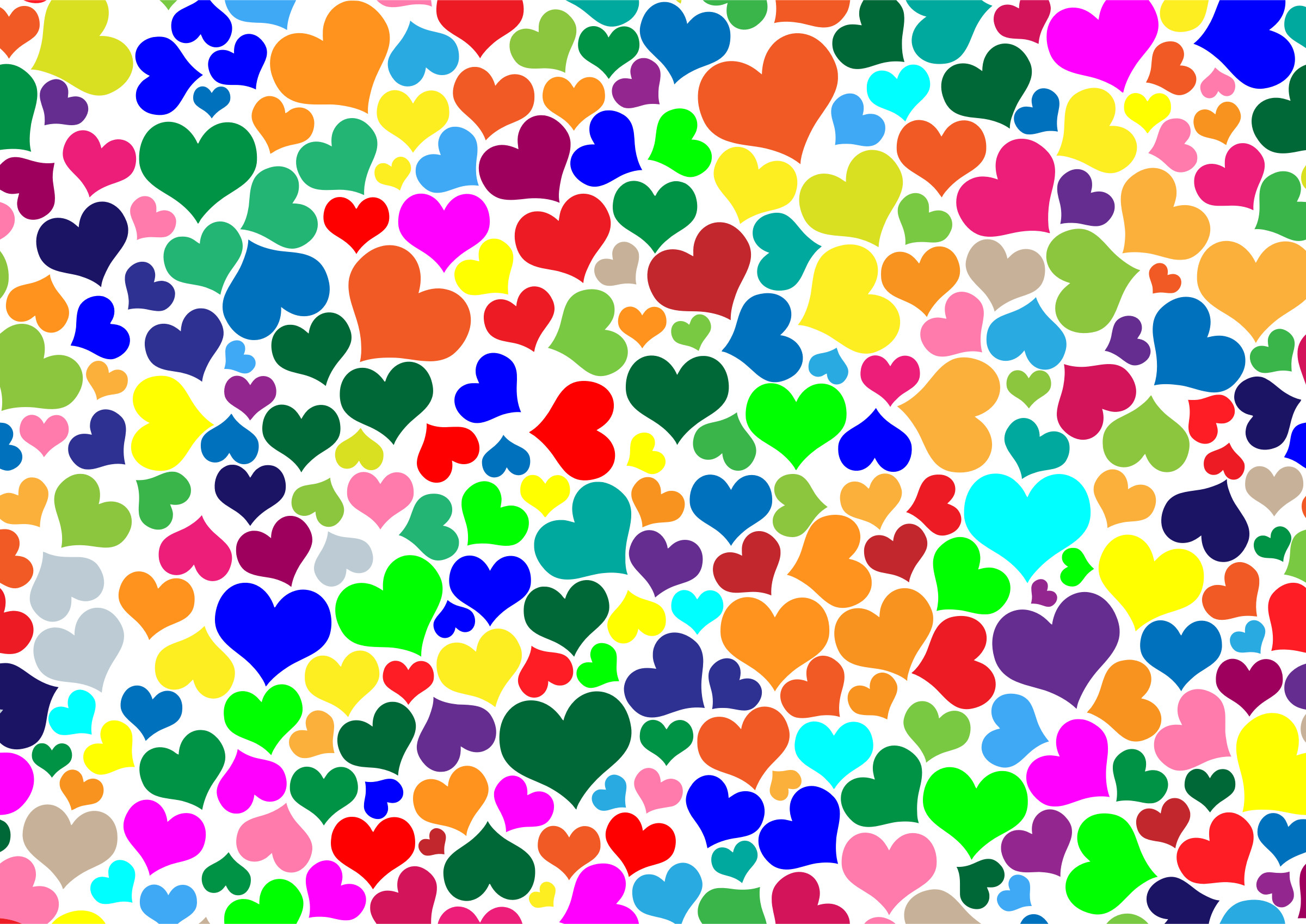 2400x1698 Colorful Hearts Background