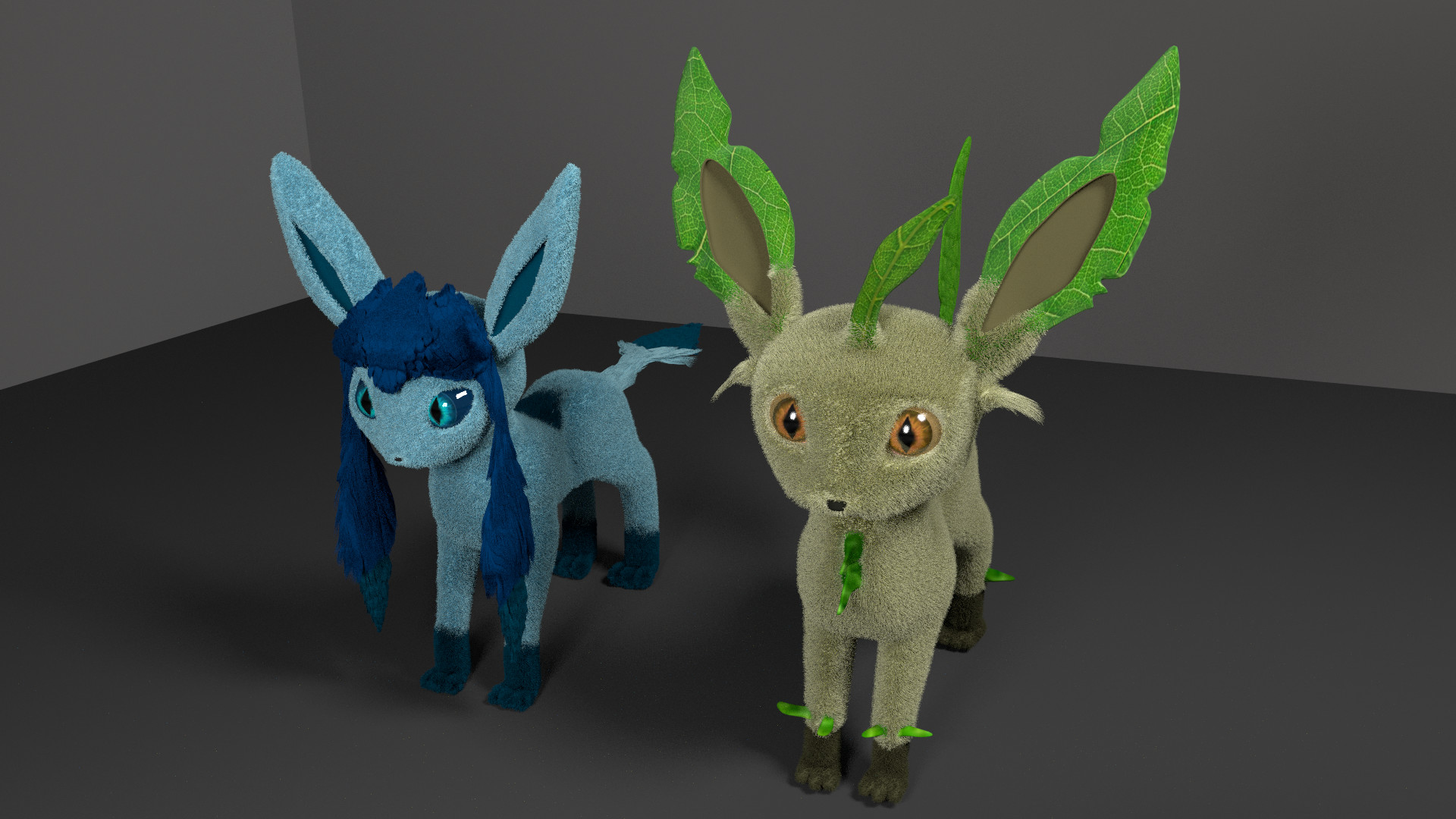 1920x1080 Leafeon and Glaceon 3D by alewism Leafeon and Glaceon 3D by alewism