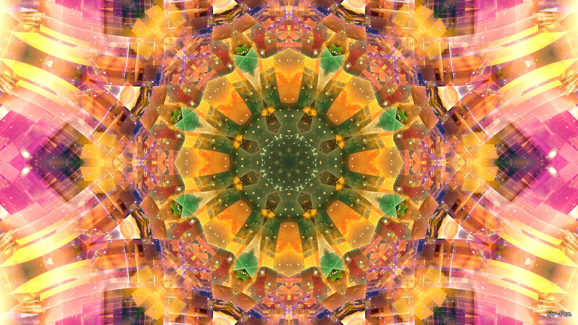 1920x1080 Abstract - Pattern Abstract Artistic Digital Mandala Manipulation Rainbow  Colors Colorful Wallpaper
