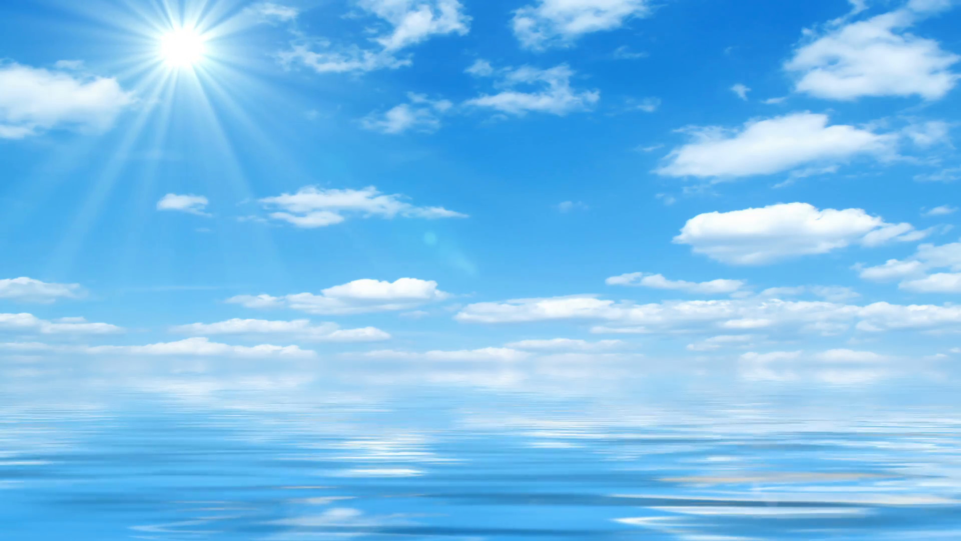 1920x1080 Beautiful Sea On Sunny Day With Blue Sky Reflecting In Water - Beautiful  sea horizon,