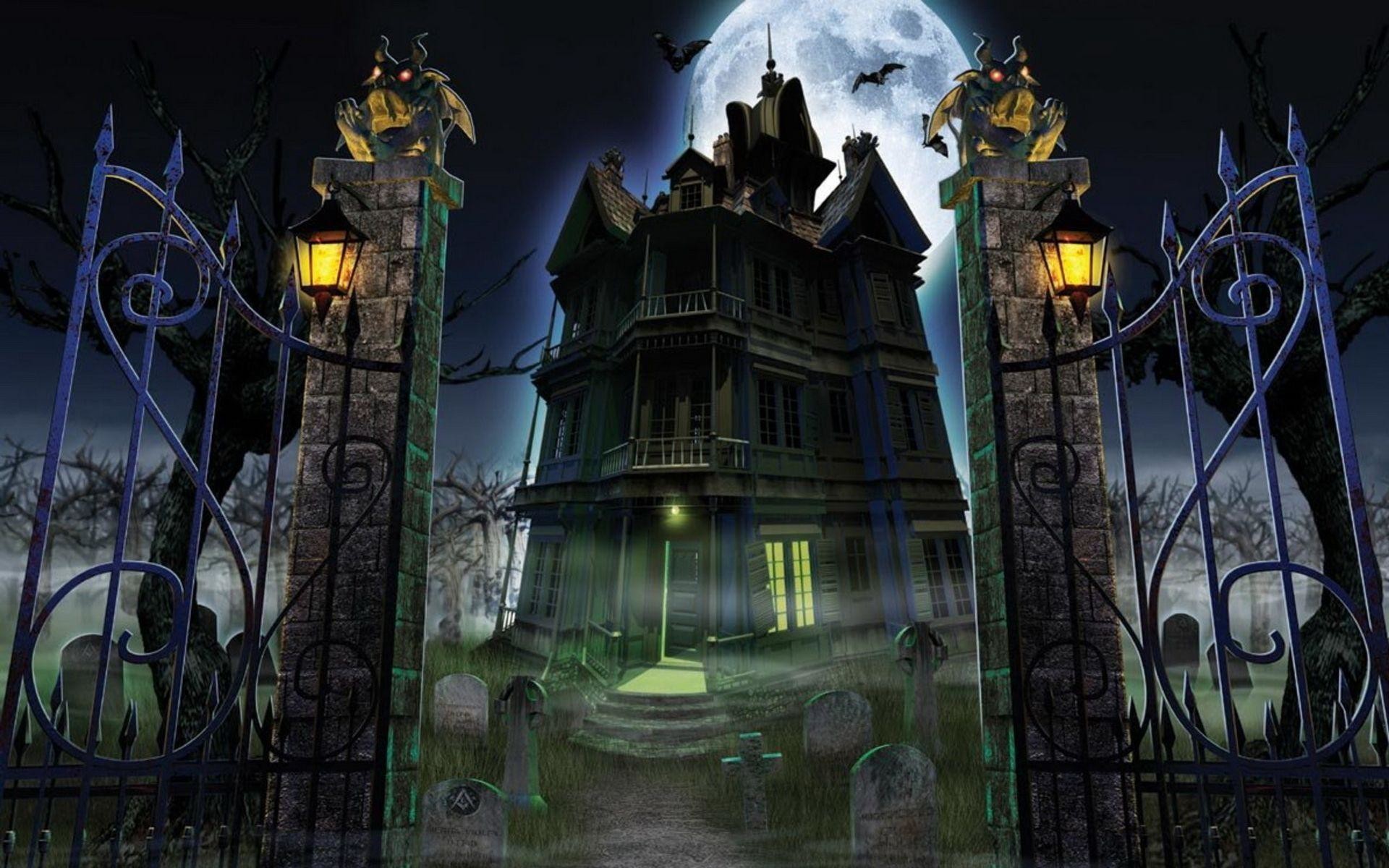 1920x1200 Wallpapers For > Halloween Haunted House Background Images
