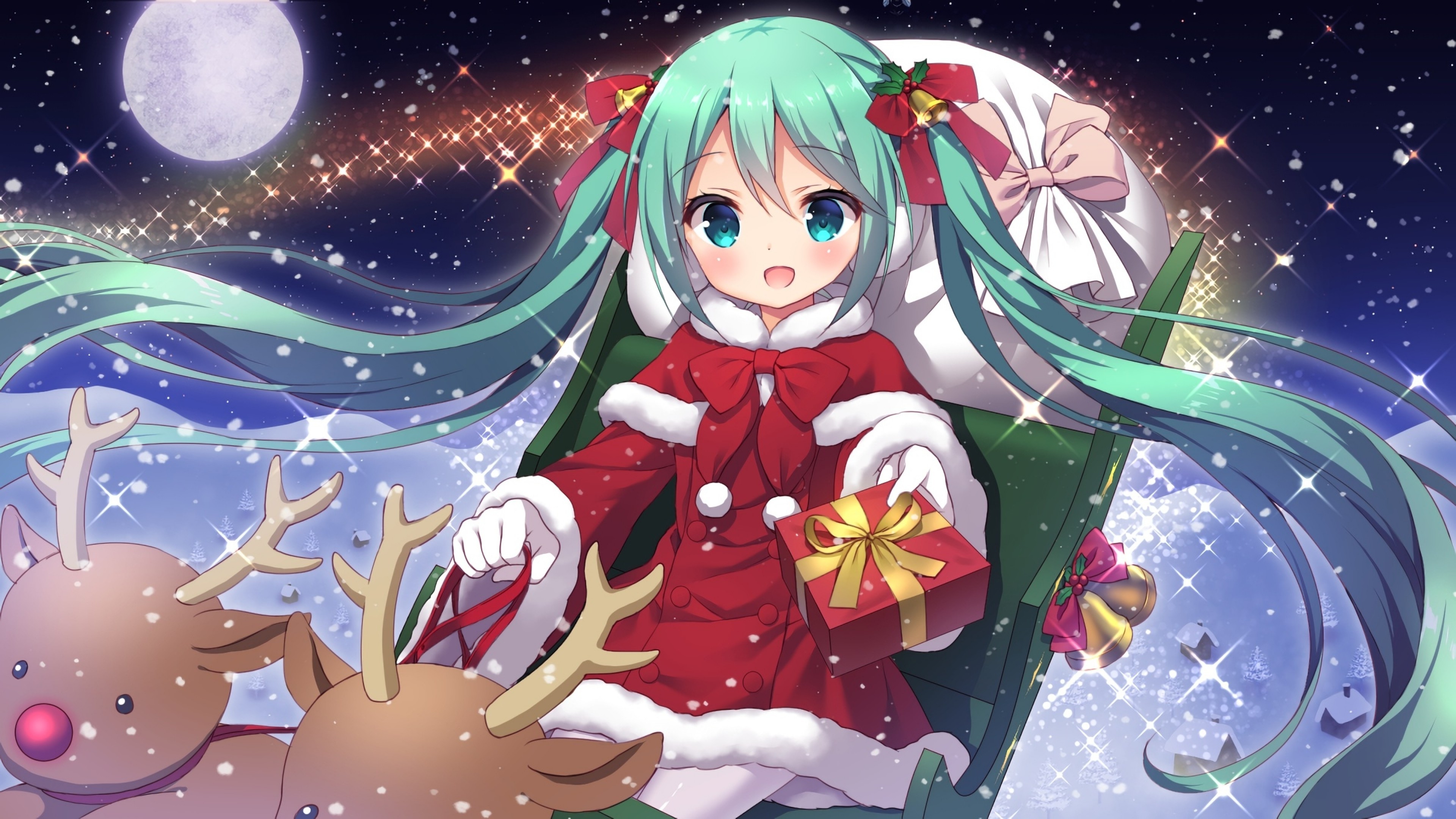 3840x2160 Vocaloid Hatsune Miku Santa
