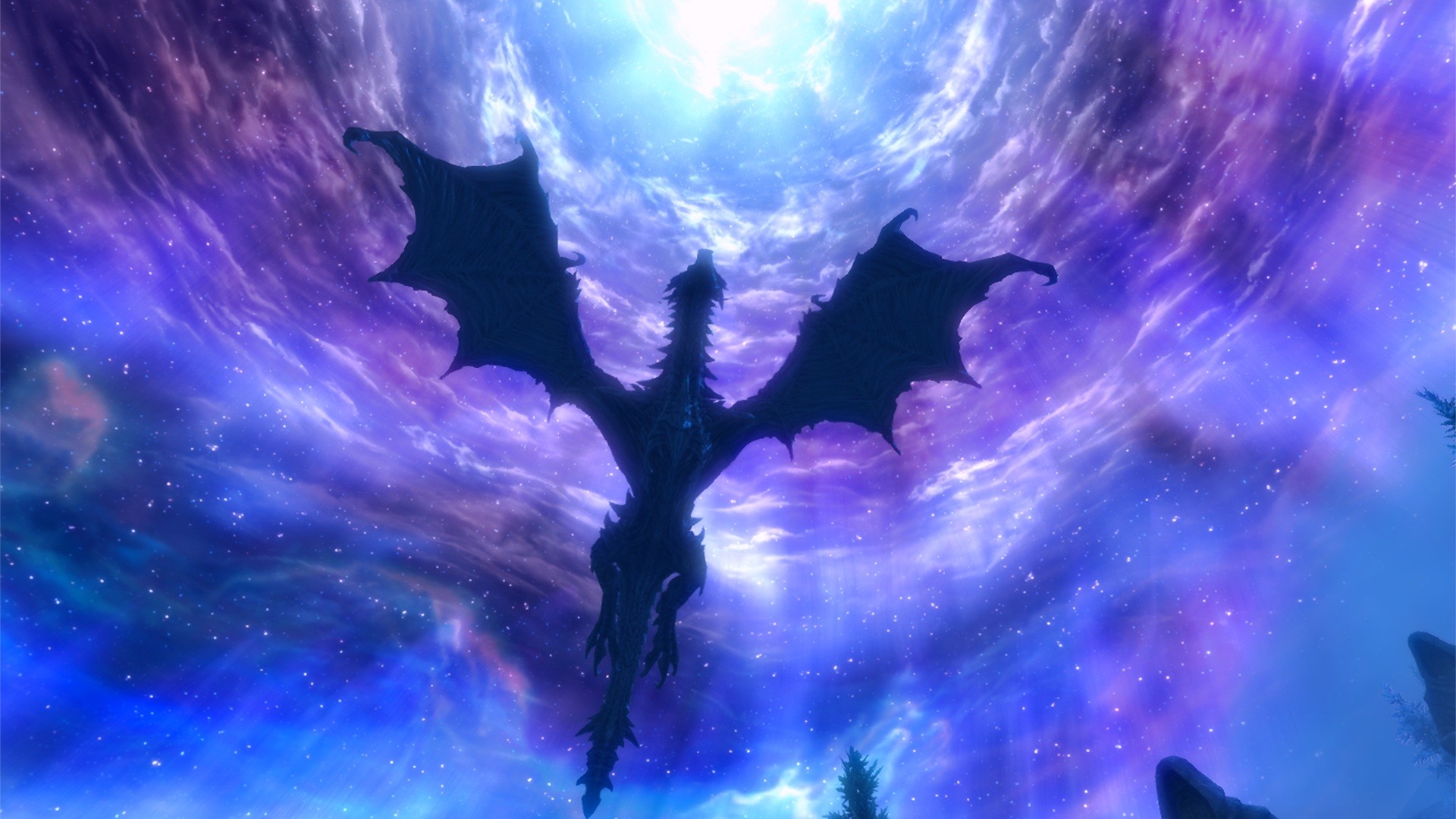 1920x1080 Dragon in the sky from the game The Elder Scrolls, Skyrim