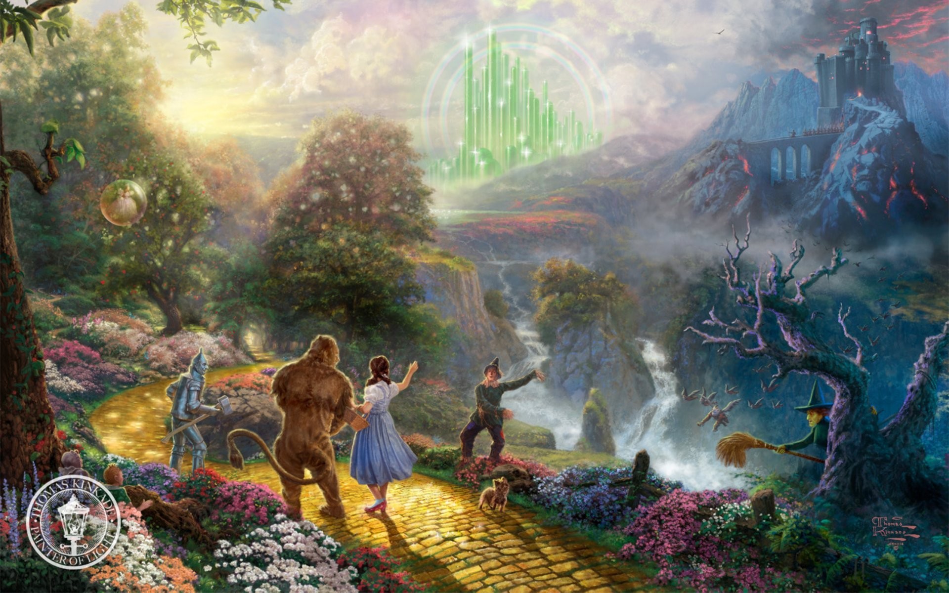 1920x1200 dorothy discovers the emerald city painting thomas kinkade the wizard of oz  film fantasy castle painting