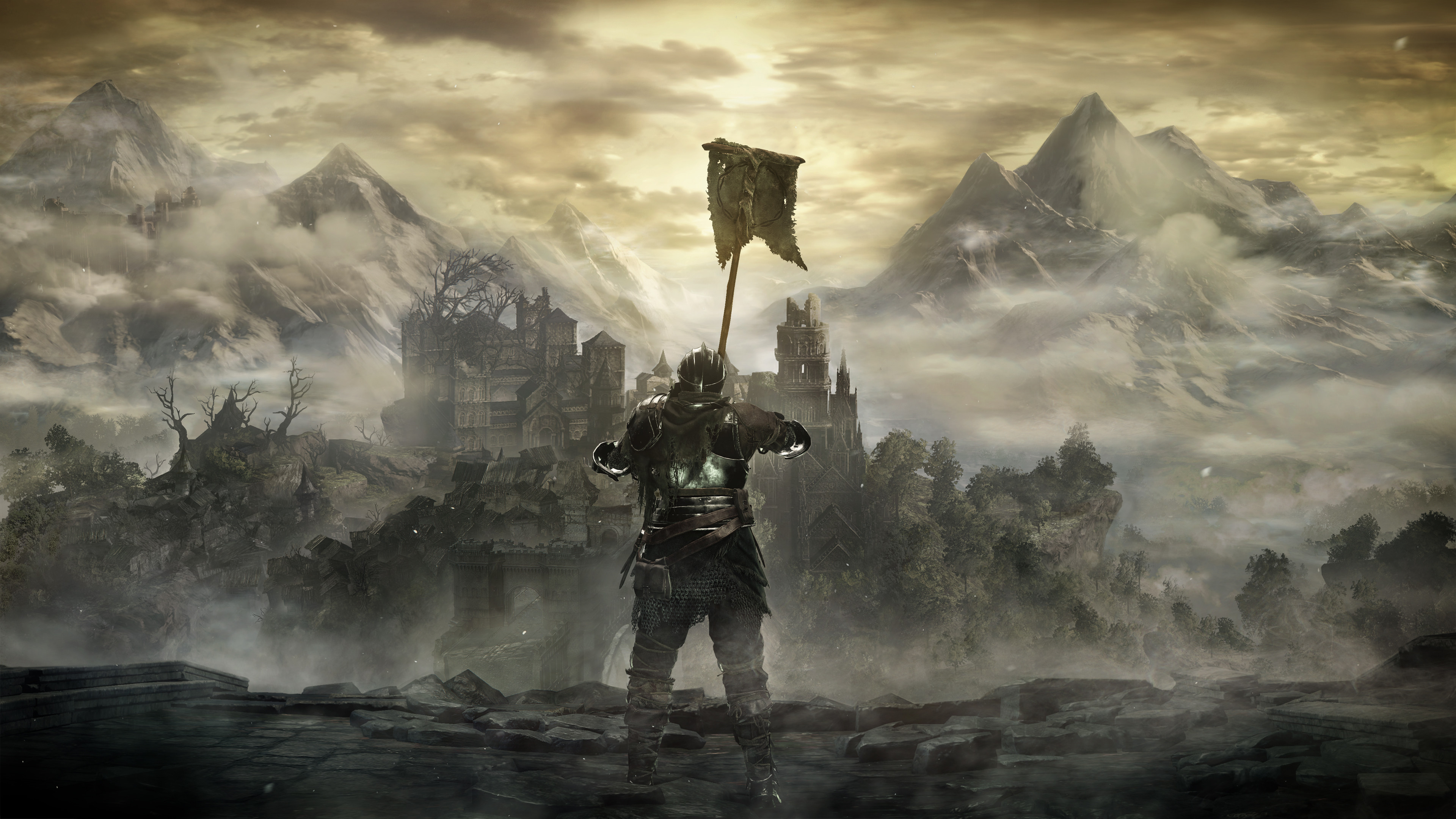 3840x2160 Video Game - Dark Souls III Knight Armor Mountain Castle Landscape Wallpaper