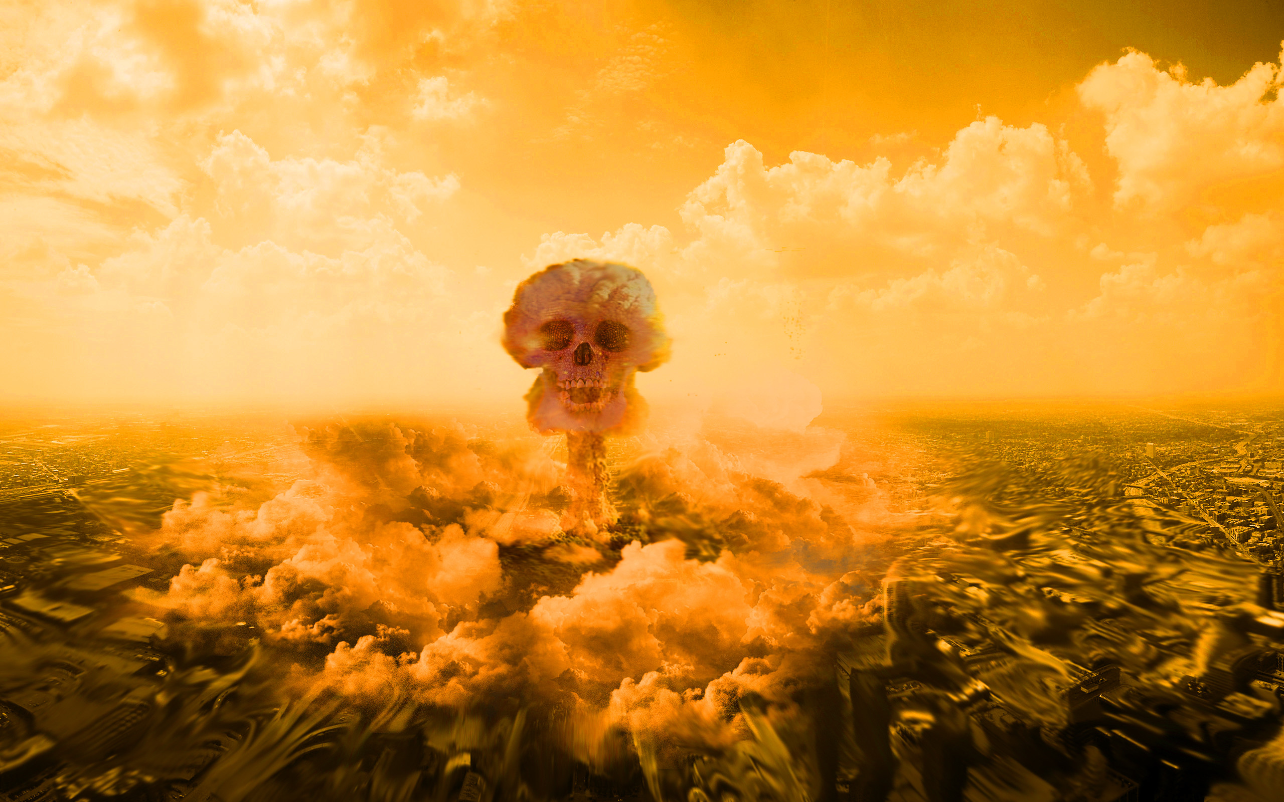 2560x1600 Dark - Skull Death Explosion Nuclear Explosion Wallpaper