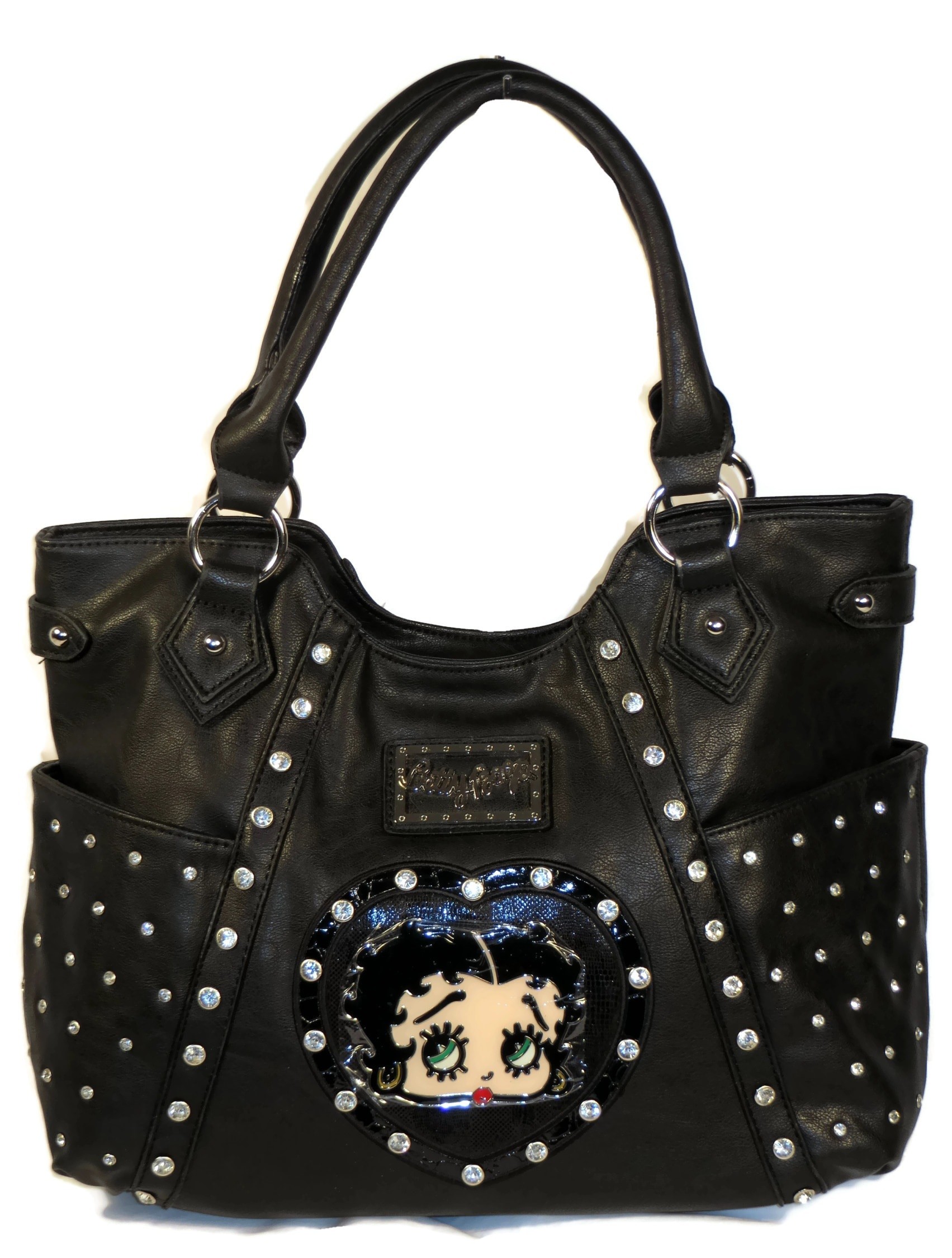 1703x2250 black leather betty boop handbag