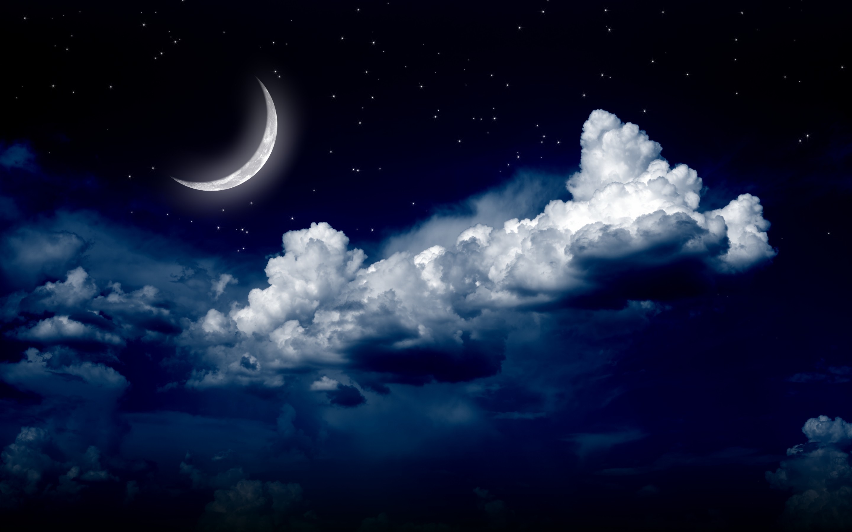 2880x1800 download, view, moon, free background images, stars landscape, clouds, sky, moonlight, river backgrounds, display, nature, night Wallpaper HD