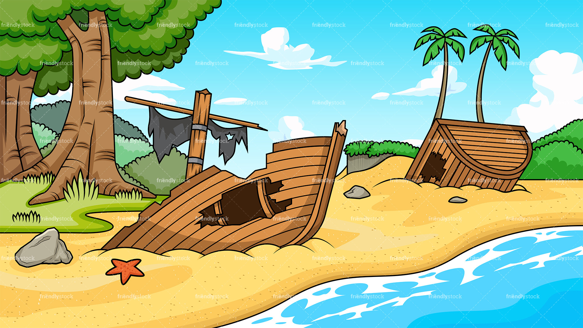 1920x1080 Shipwreck at the beach background in 16:9 aspect ratio. PNG - JPG and