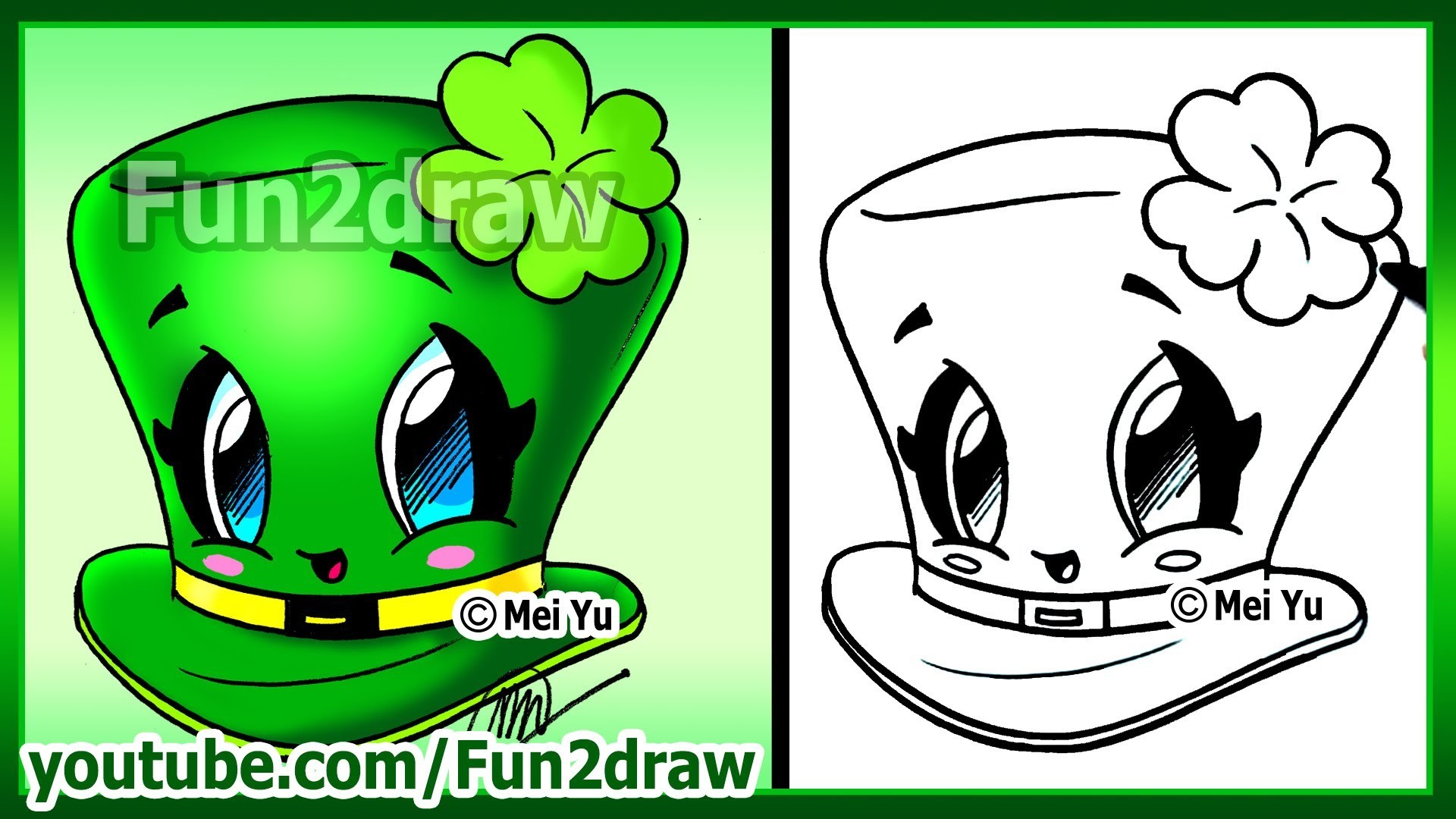 1920x1080 How to Draw Easy Things - St Patricks Day Clover Hat - Fun2draw - YouTube