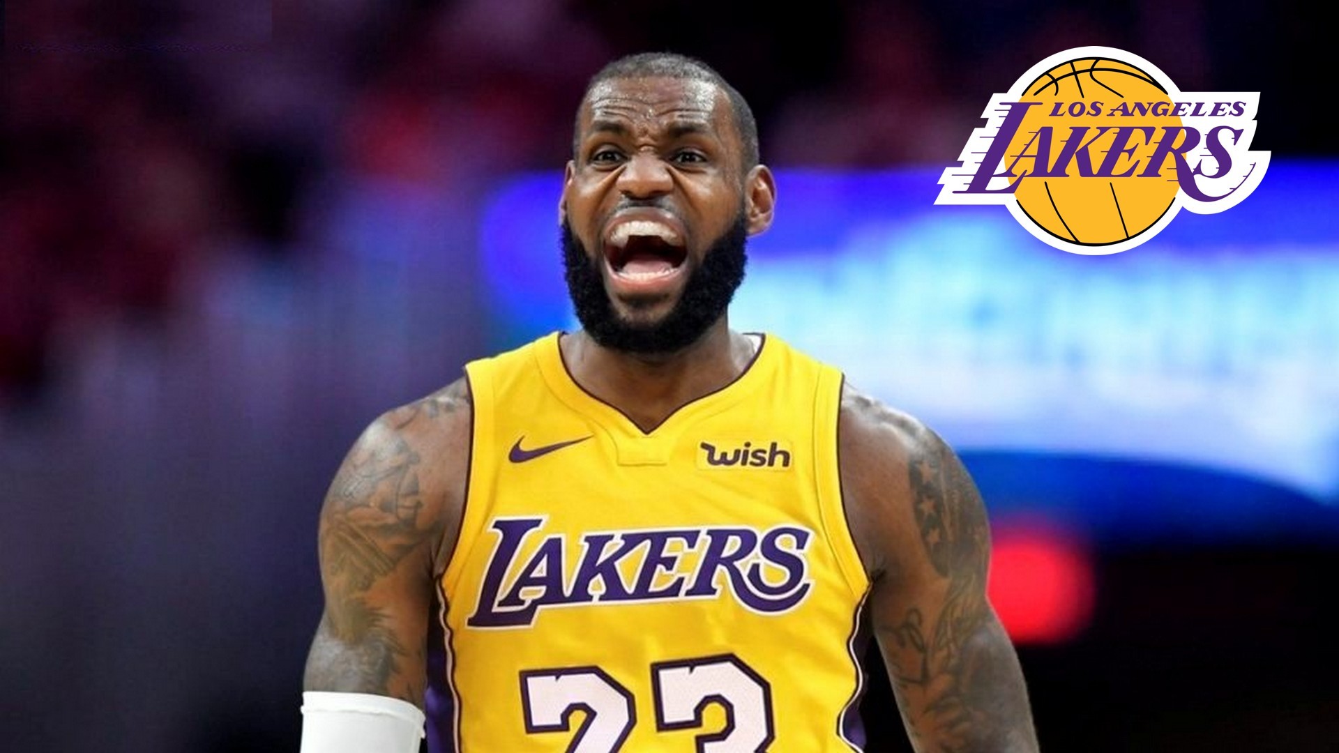 1920x1080 Angry Lebron James On Lakers 23 Jersey Hd Wallpaper Download