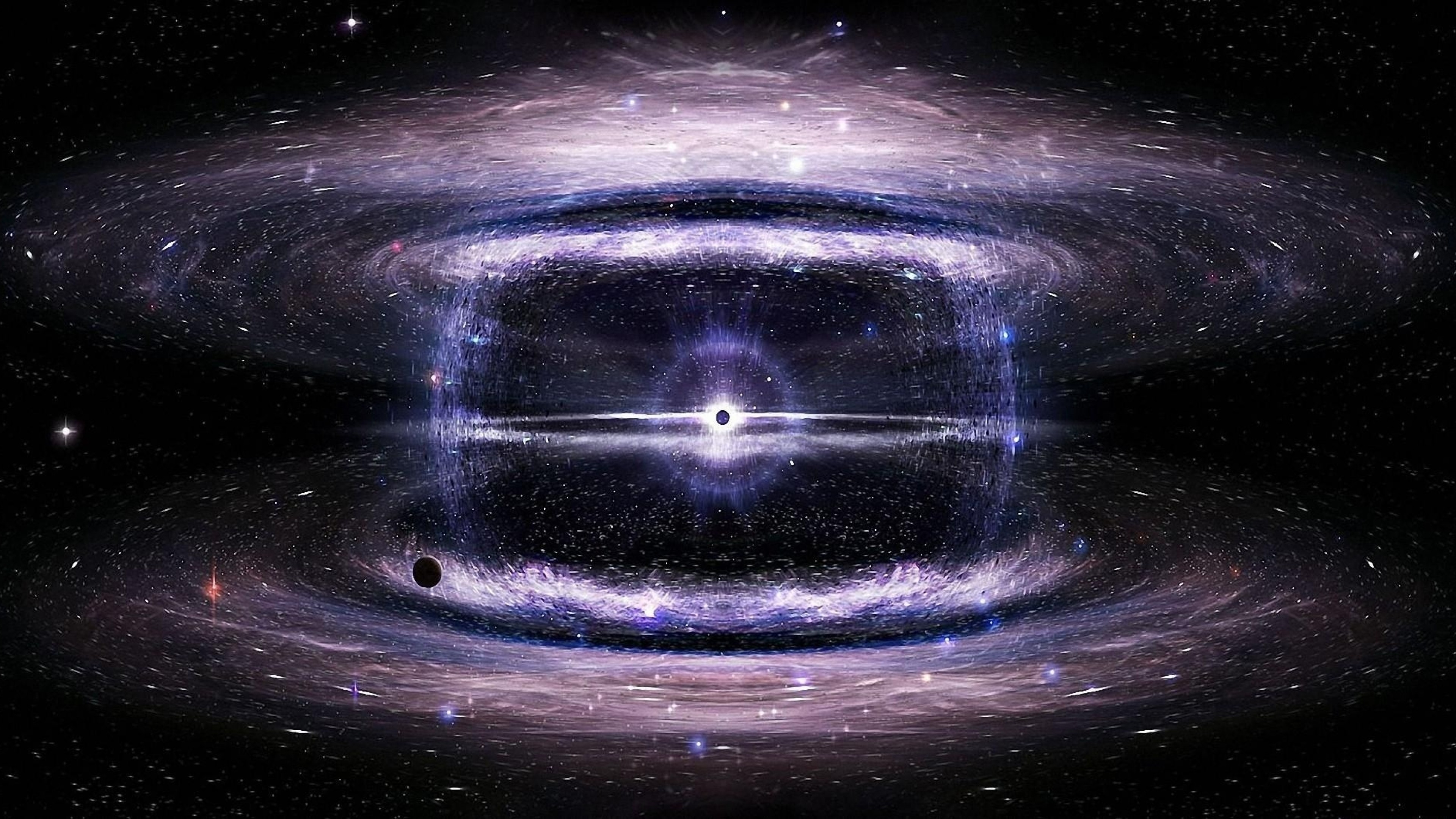 3840x2160 Preview wallpaper black hole, space, stars, circles, universe 
