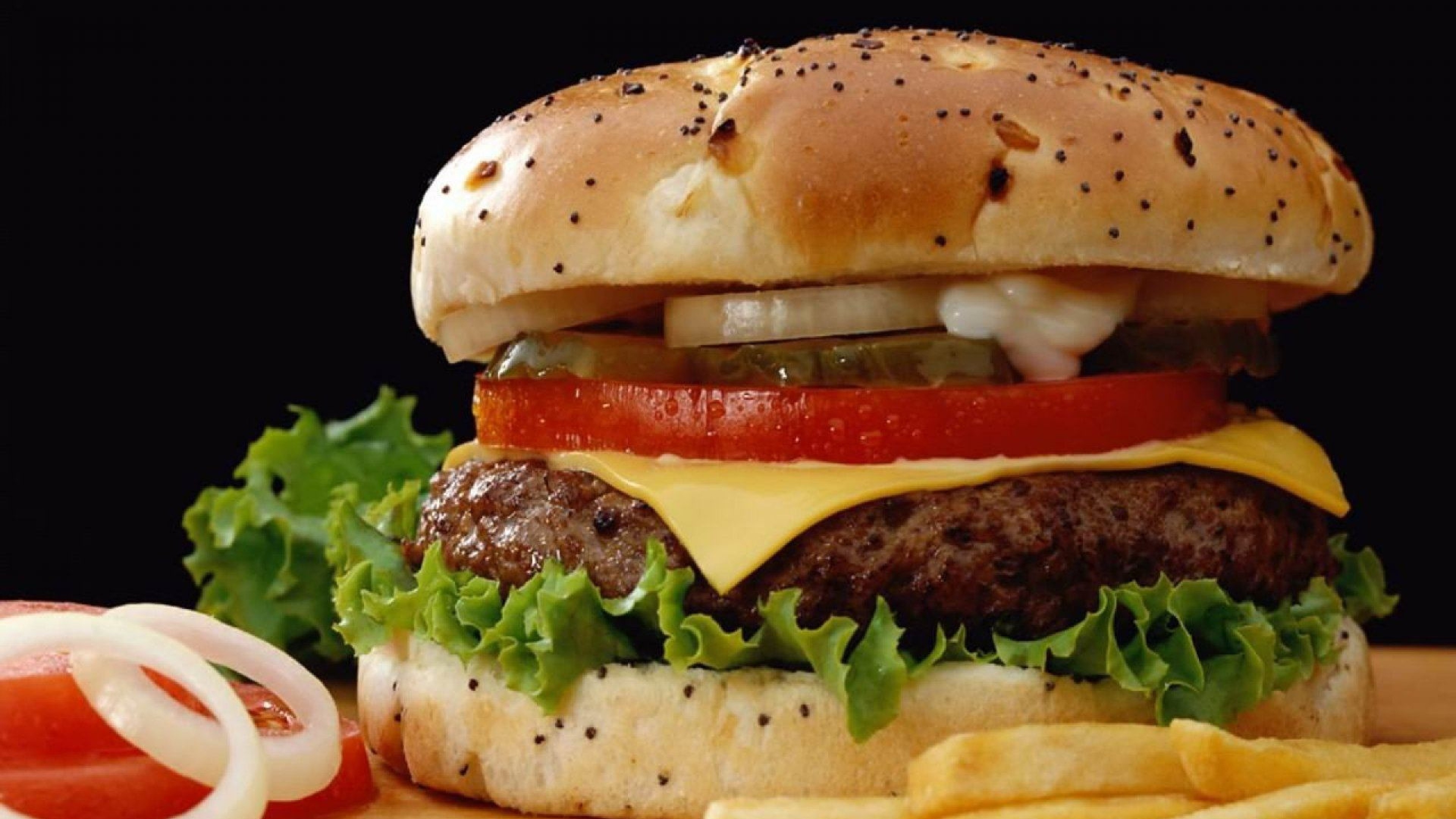 3840x2160  Wallpaper cheeseburger, sandwich, fast food