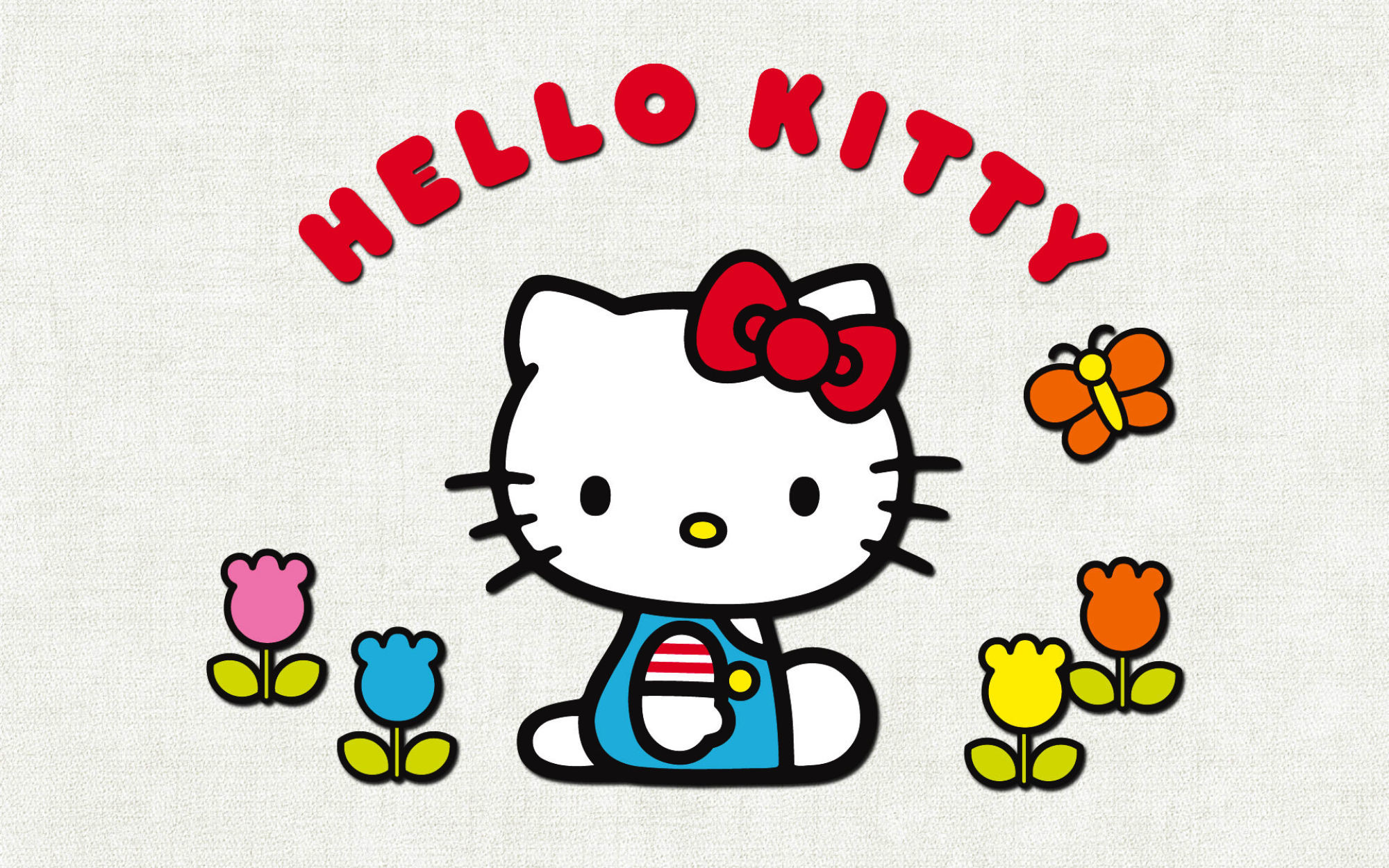 2000x1250 Hello Kitty Summer Wallpaper Desktop with Blue Sky Background Â· Attachment  for Hello Kitty Hello Kitty Hello Kitty Wallpaper with Tulips