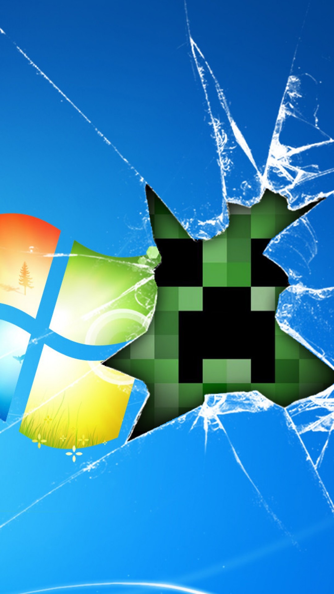 1080x1920 Preview wallpaper windows, minecraft, game, glass, desktop 