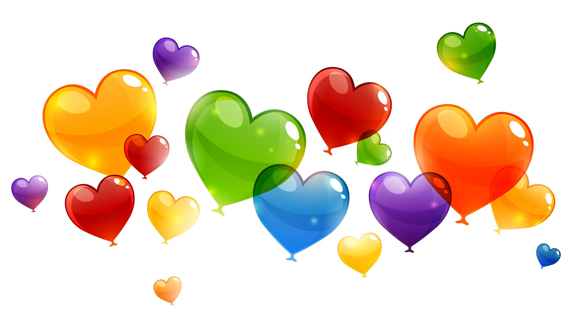 1920x1080 Colorful Heart Balloons For Valentine's day Vector Art