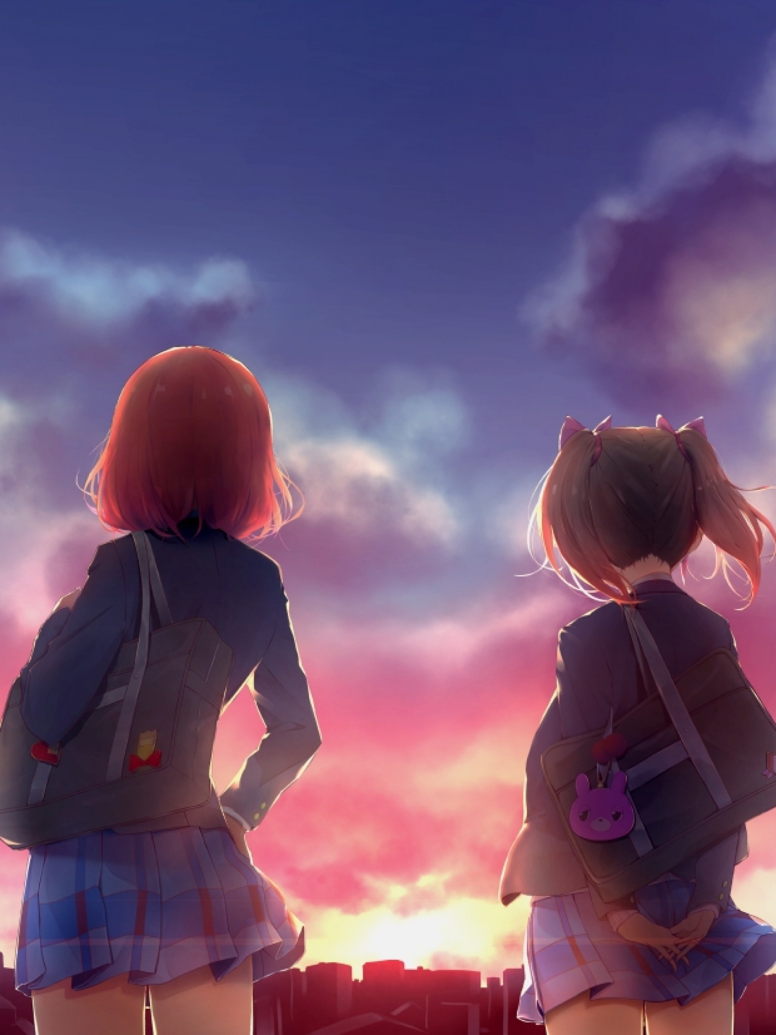 1536x2048 Anime Lanscape, Sunset, Clouds, Love Live