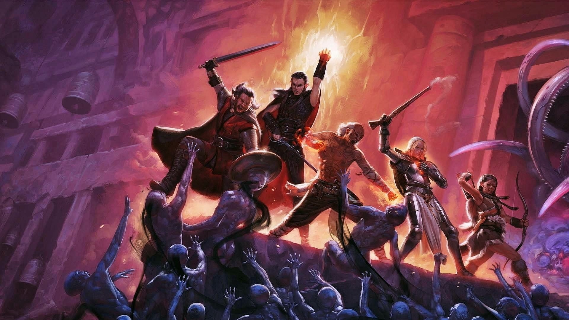 1920x1080 Preview wallpaper pillars of eternity, battle, dungeon, monsters, fire,  magic 