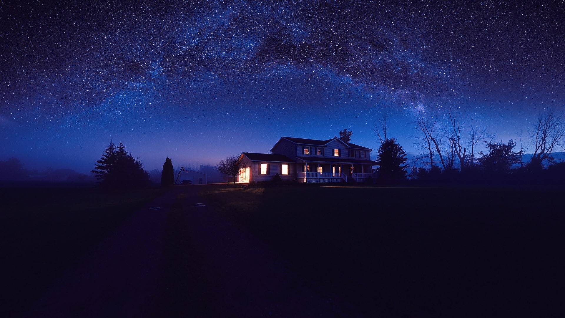 1920x1080 house, Night, Stars, Sky, Blue Wallpapers HD / Desktop and Mobile  Backgrounds