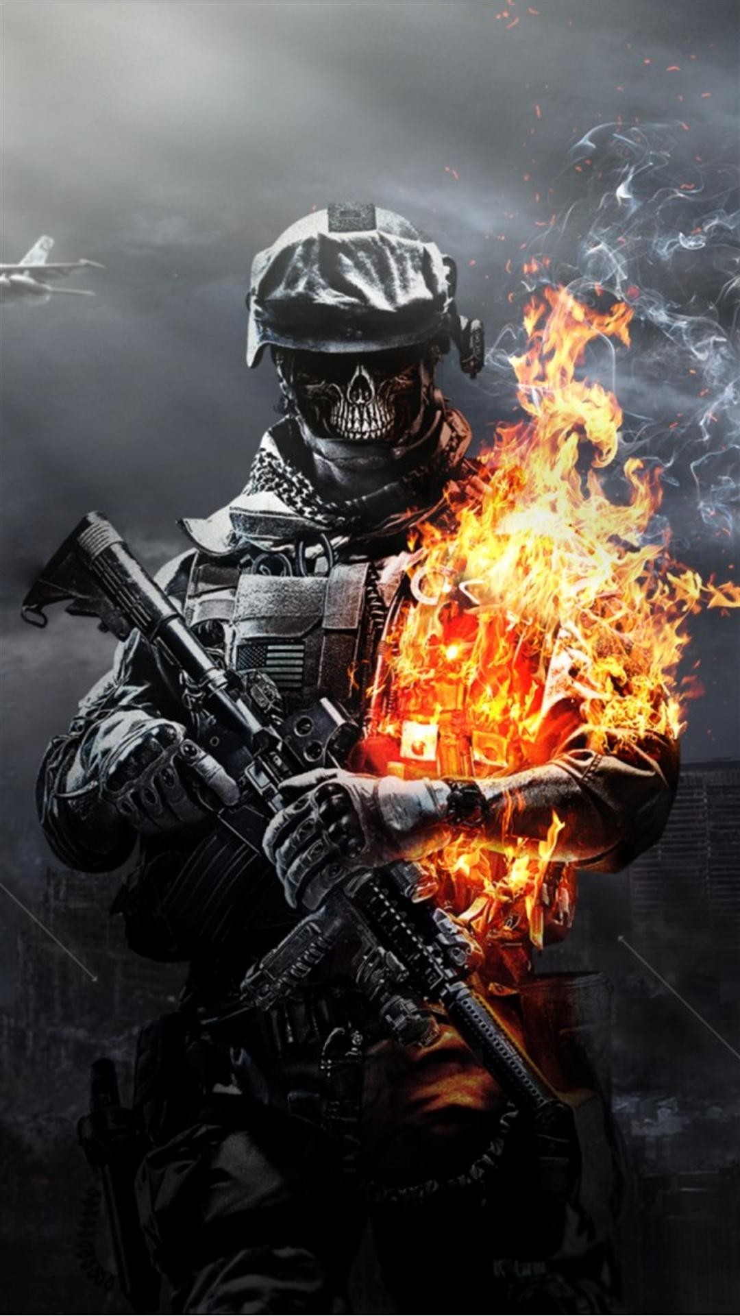 1080x1920 Battlefield Skull Fire Wallpaper for iPhone 5