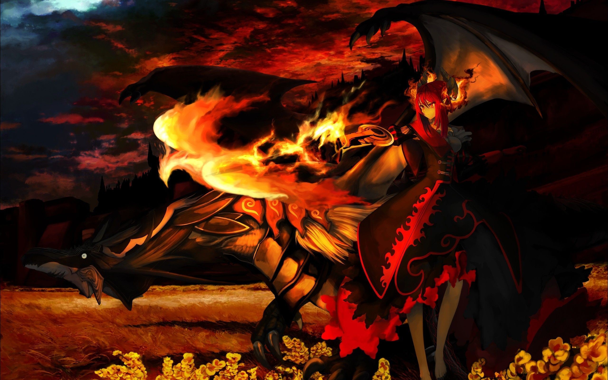 2560x1600 Anime Dragon Wallpaper