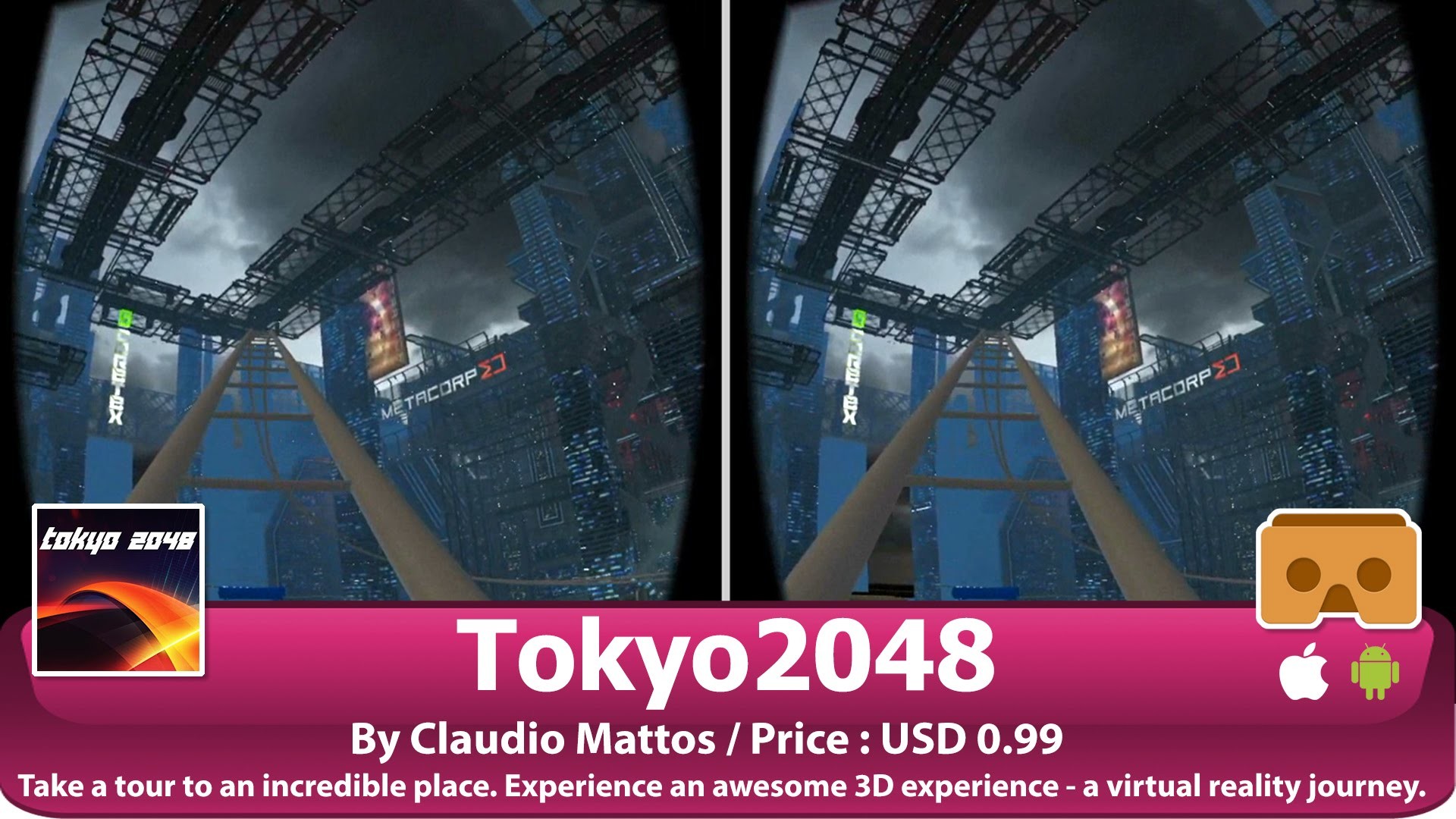 1920x1080 Tokyo 2048 Roller Coaster - VR 3D SBS Roller Coaster in neo Tokyo for  Google Cardboard