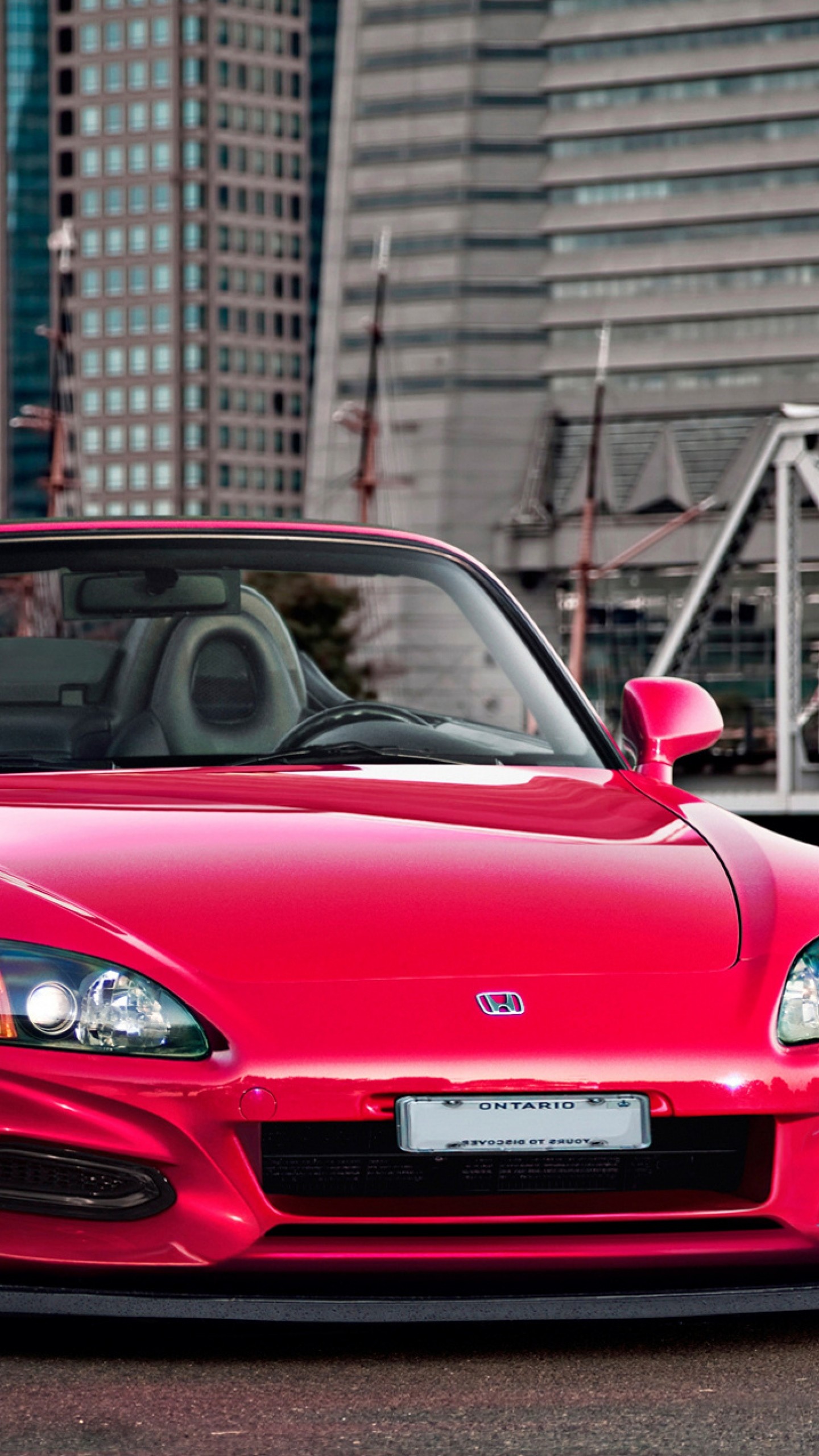 1440x2560  Wallpaper honda, city, red, front view, roadster, s2000