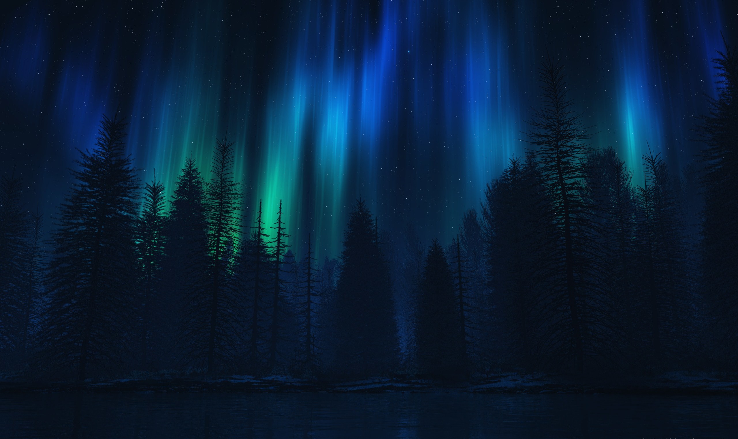 2560x1523 Blue Aurora Borealis