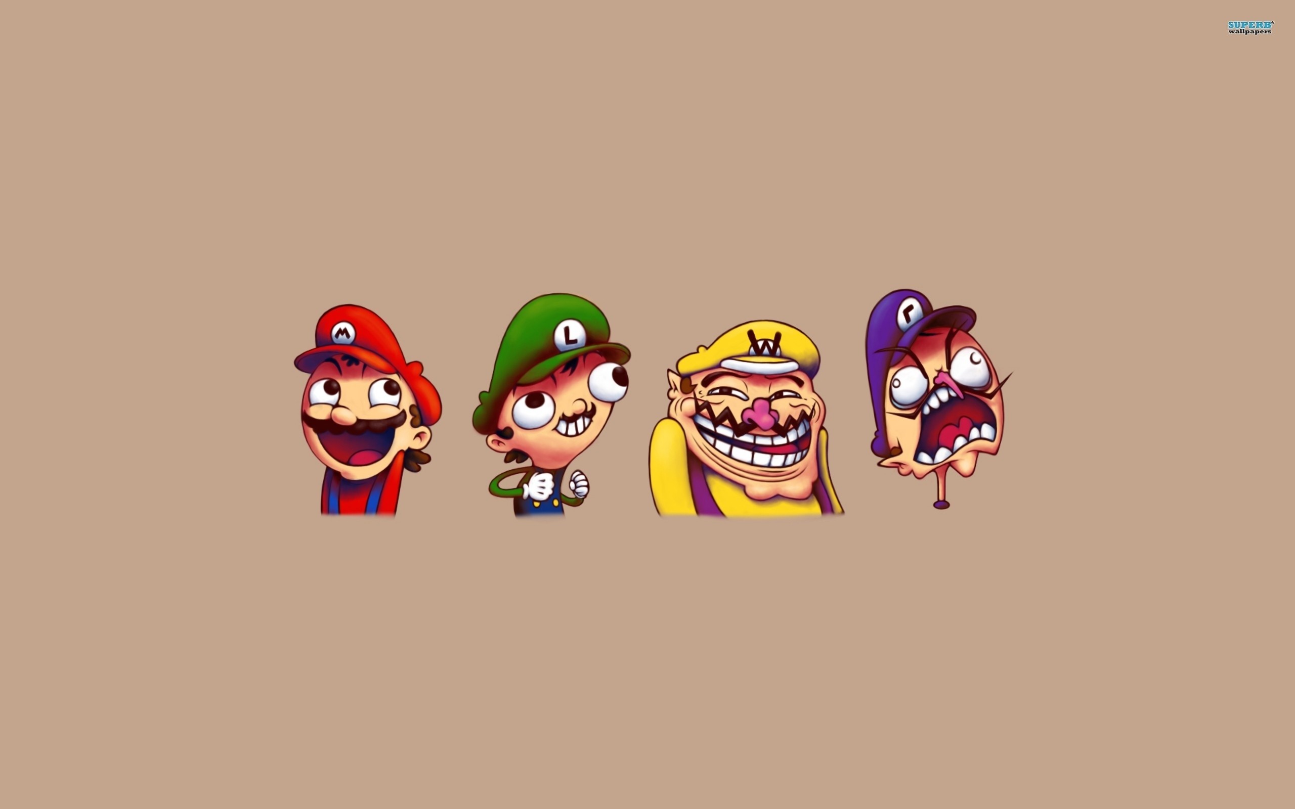 2560x1600 Mario meme luigi wario trollface awesome face rageface wallpaper