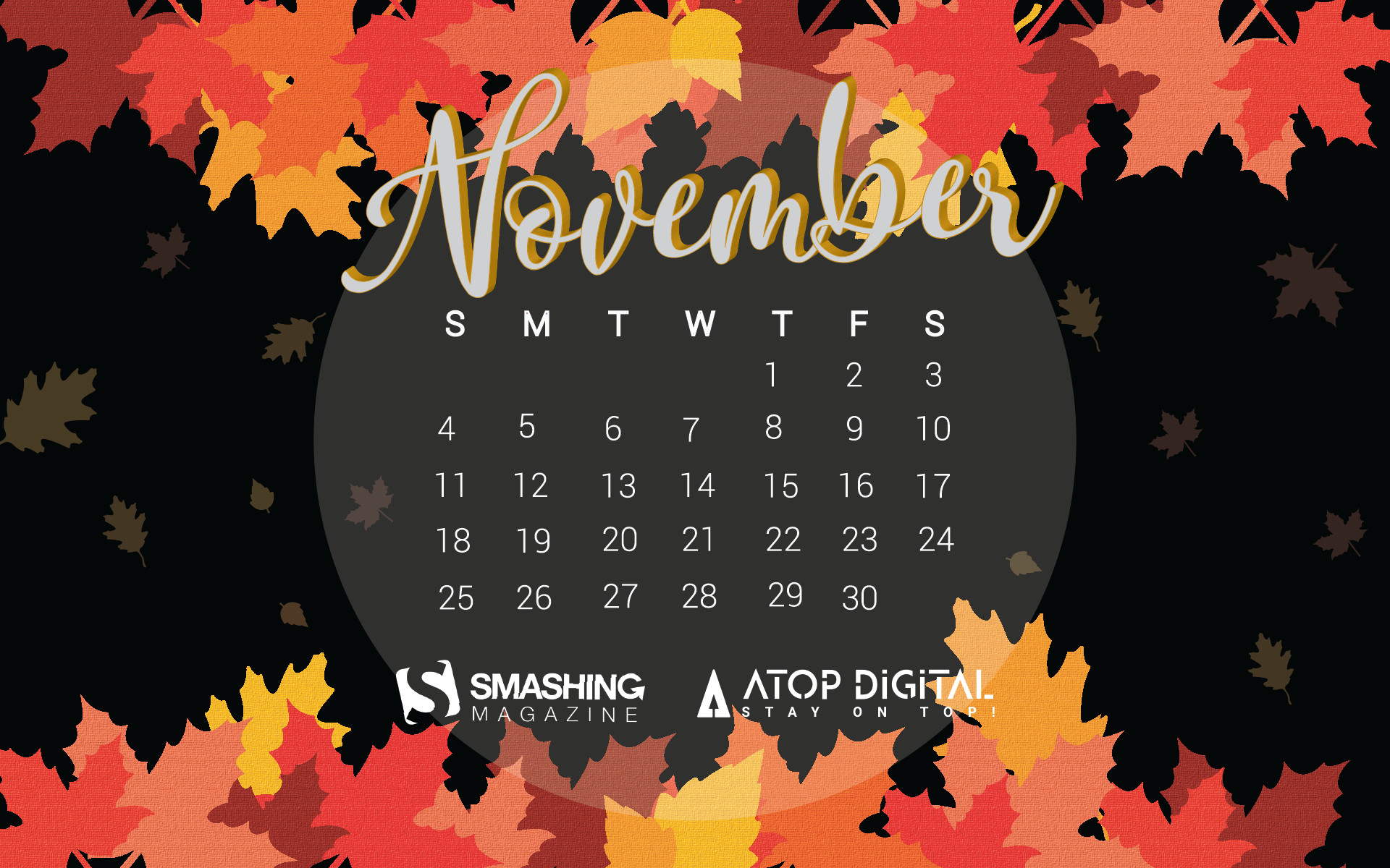1920x1200 November 2018 calendar wallpaper Magical Foliage 