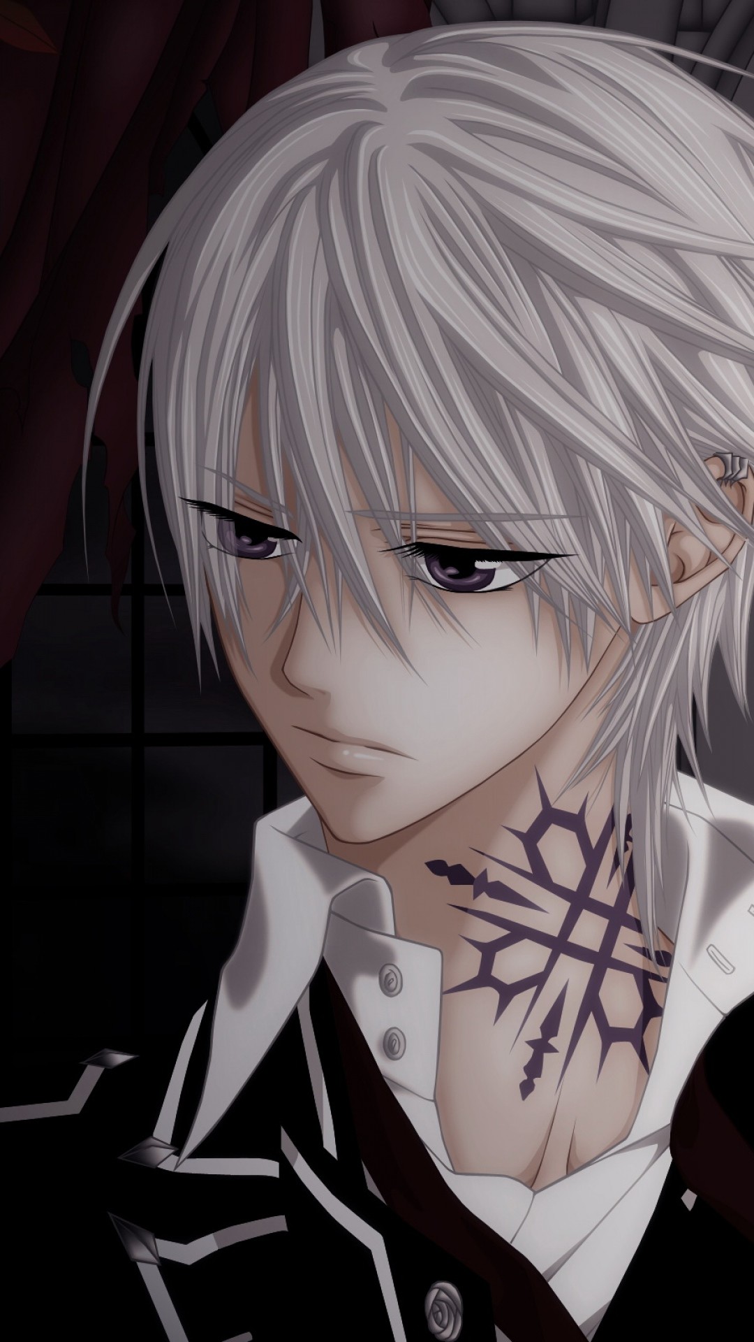 1080x1920 Preview wallpaper vampire knight, boy, blond, tattoo on his neck, look,