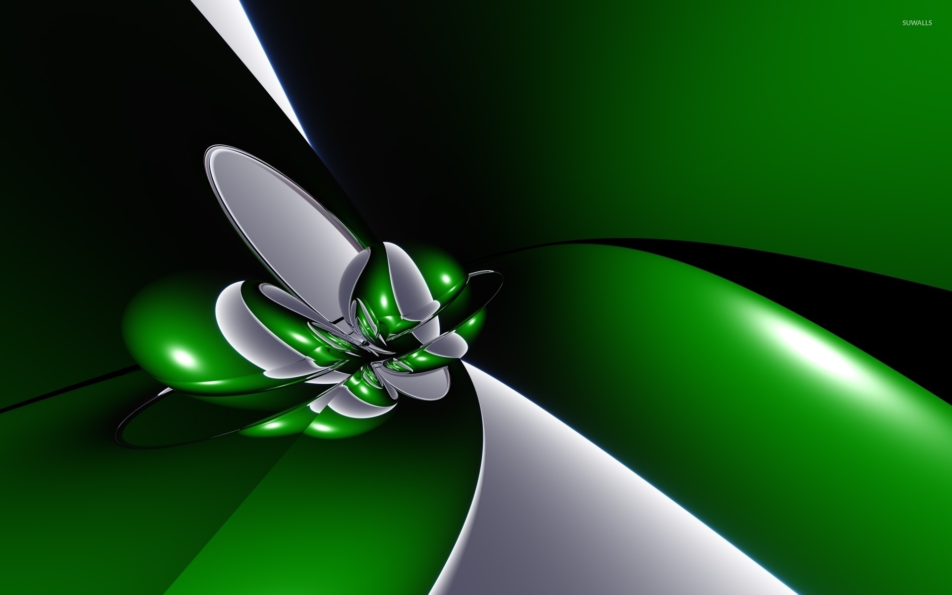 1920x1200 Silver and green metallic shapes wallpaper