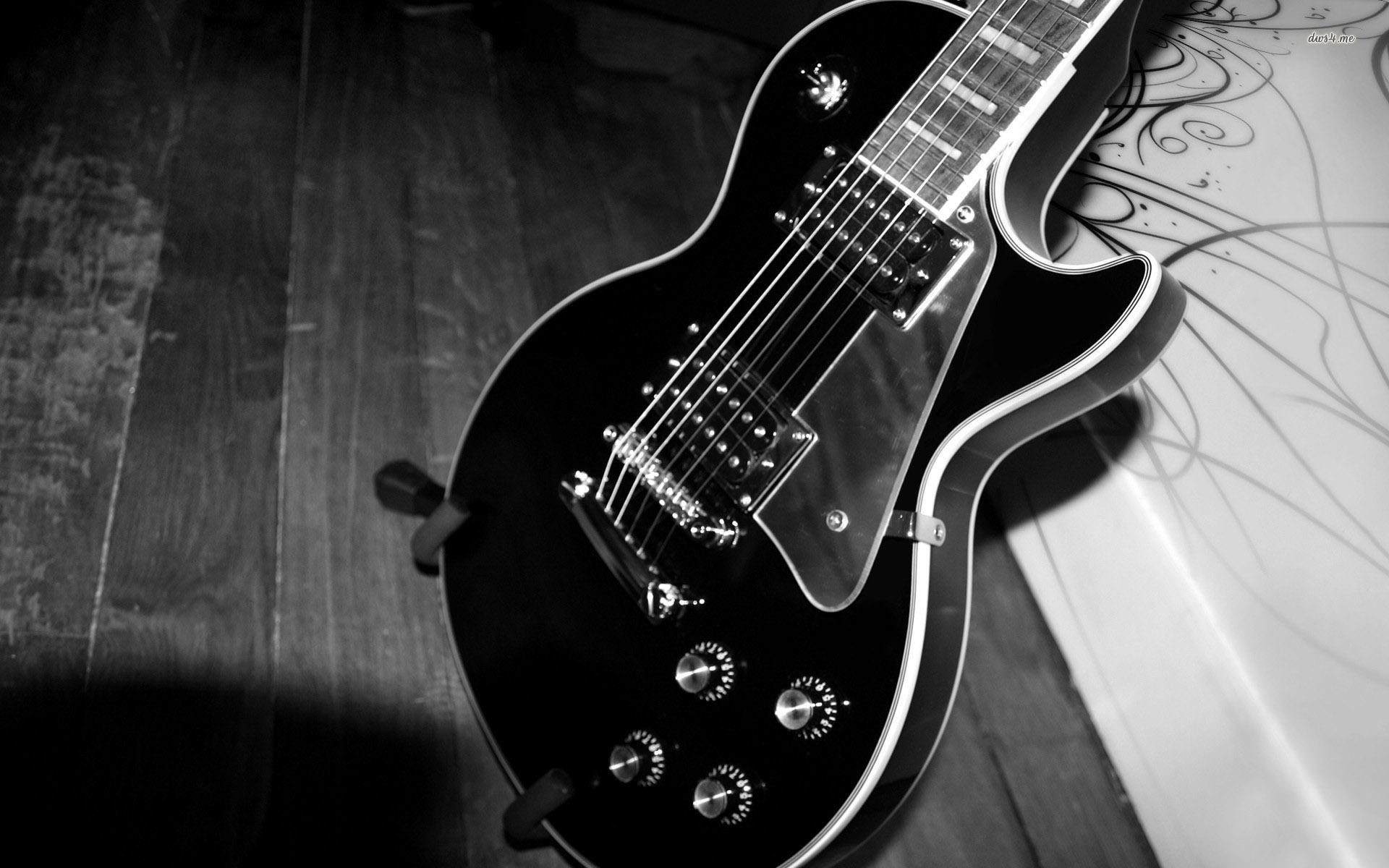 1920x1200 Black and White Electric Guitar Wallpaper