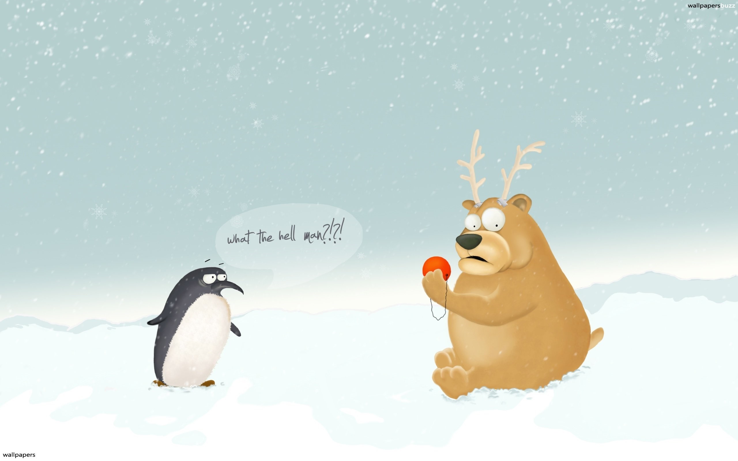 2560x1600 ... Funny Christmas Wallpaper b_penguin and bear ...